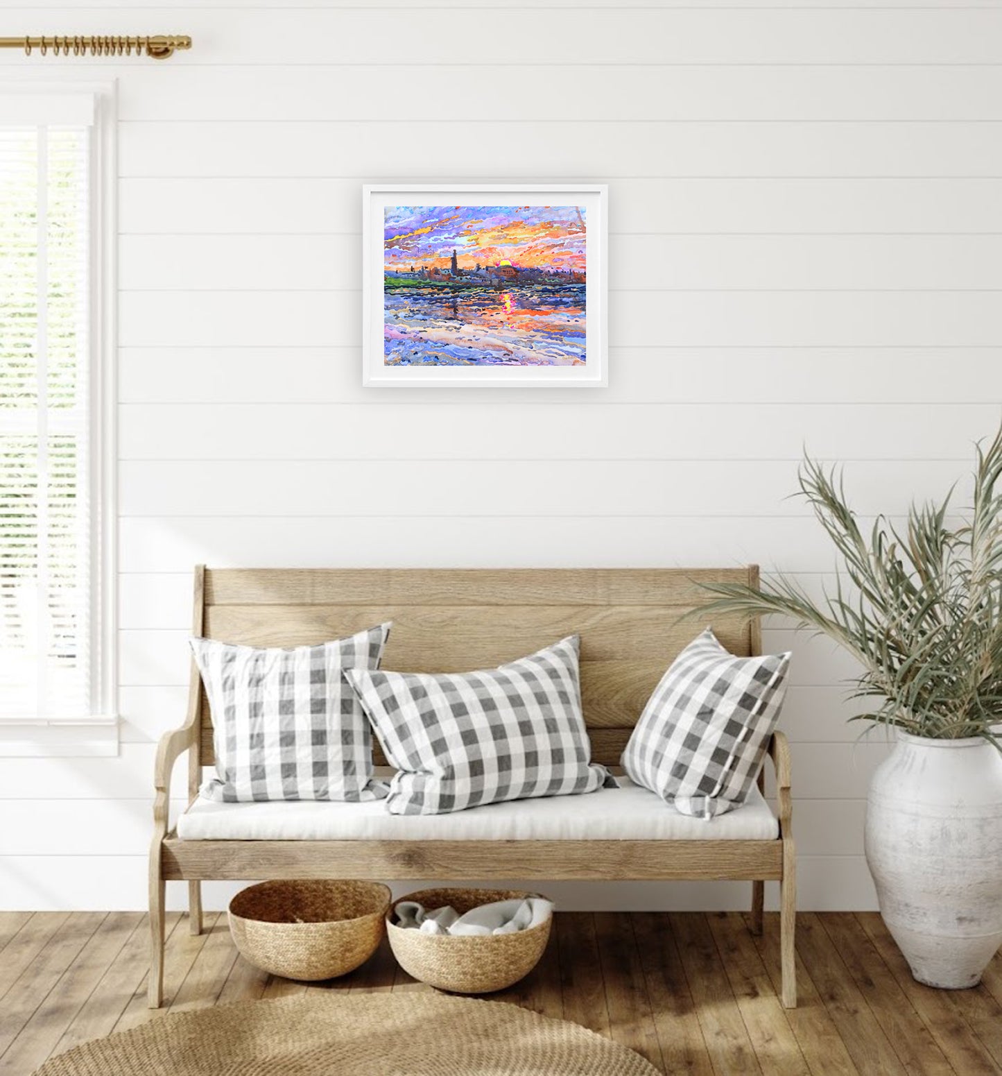 Sunrise on the Lake Landscape Painting Original by Tanbelia