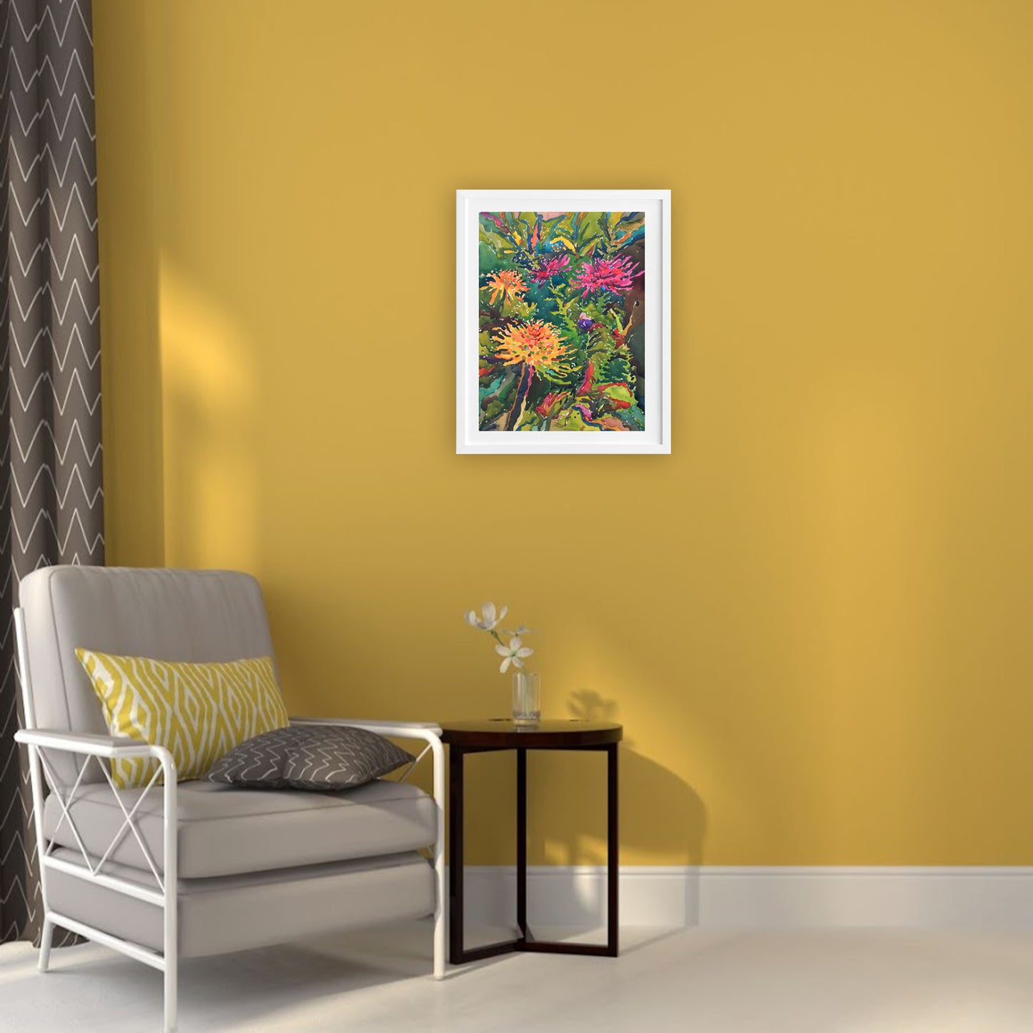 Dahlias Watercolor Original Painting by Tanbelia