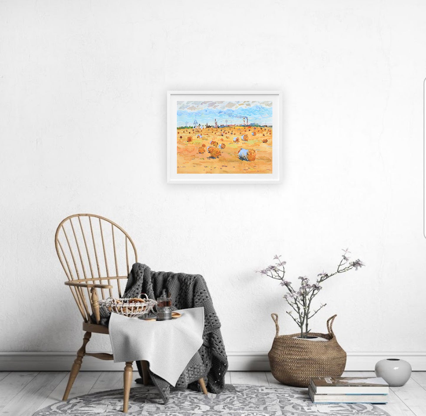 Bale of Hay Watercolor Original Painting by Tanbelia