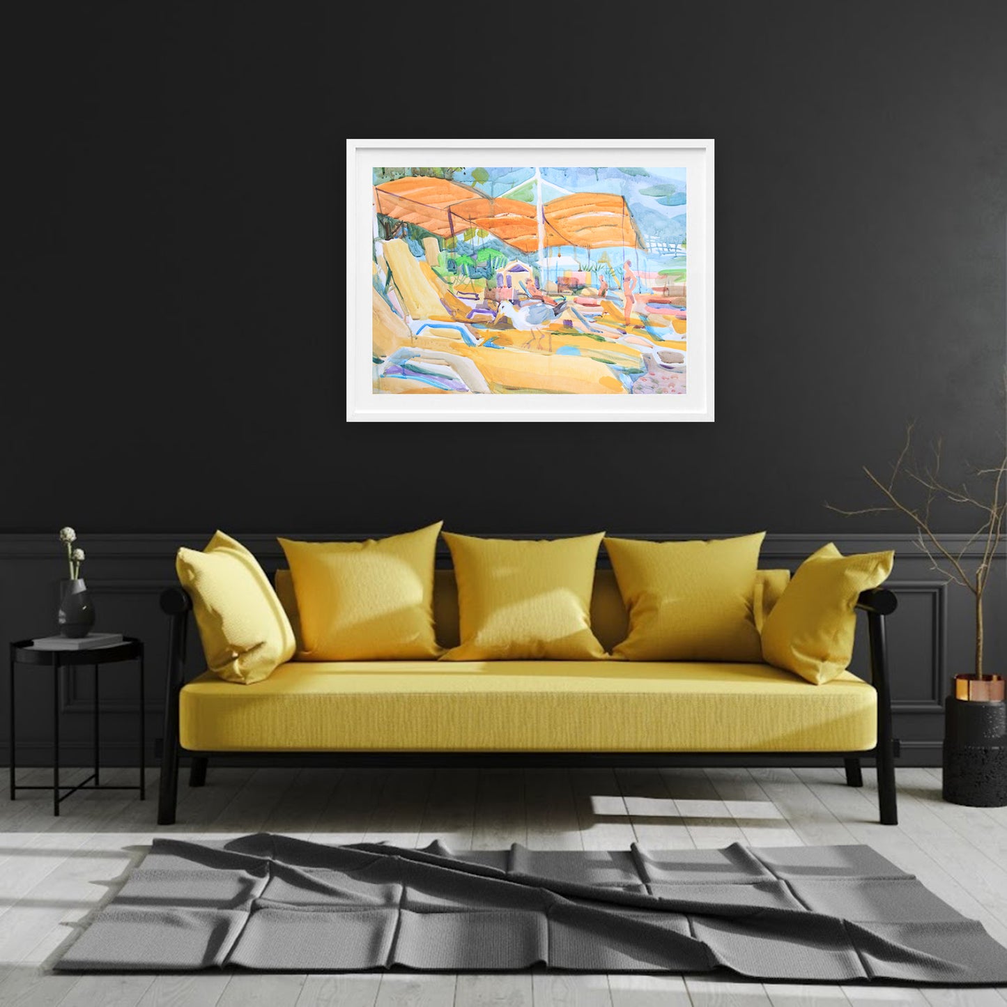 Seagull on the Beach Watercolor Painting by Tanbelia
