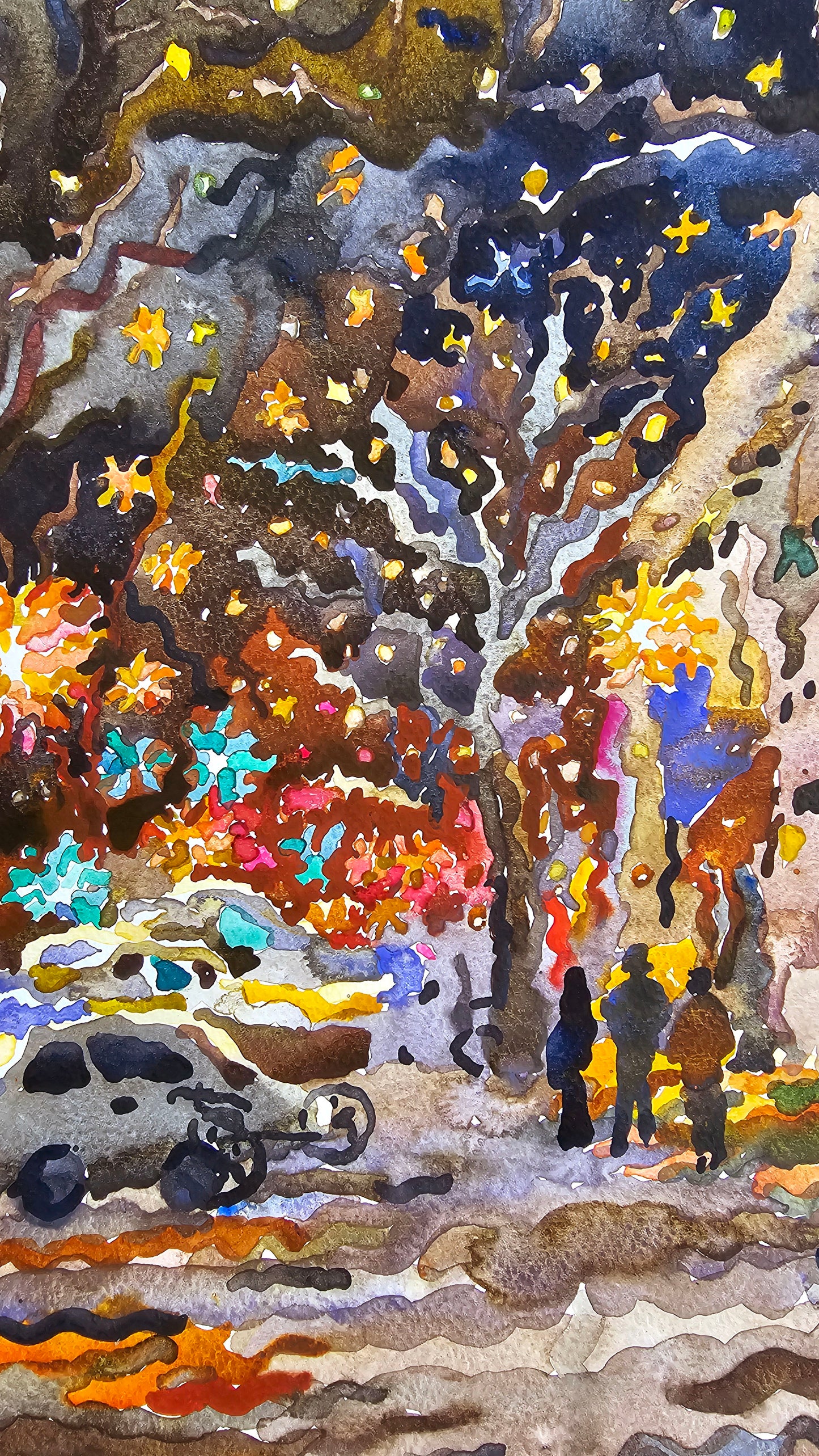 Denver City Watercolor Painting by Tanbelia