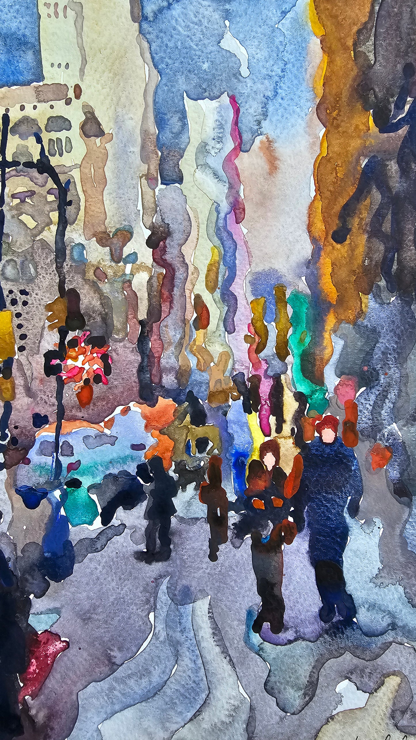 Empire State Building in New York City Watercolor Painting by Tanbelia