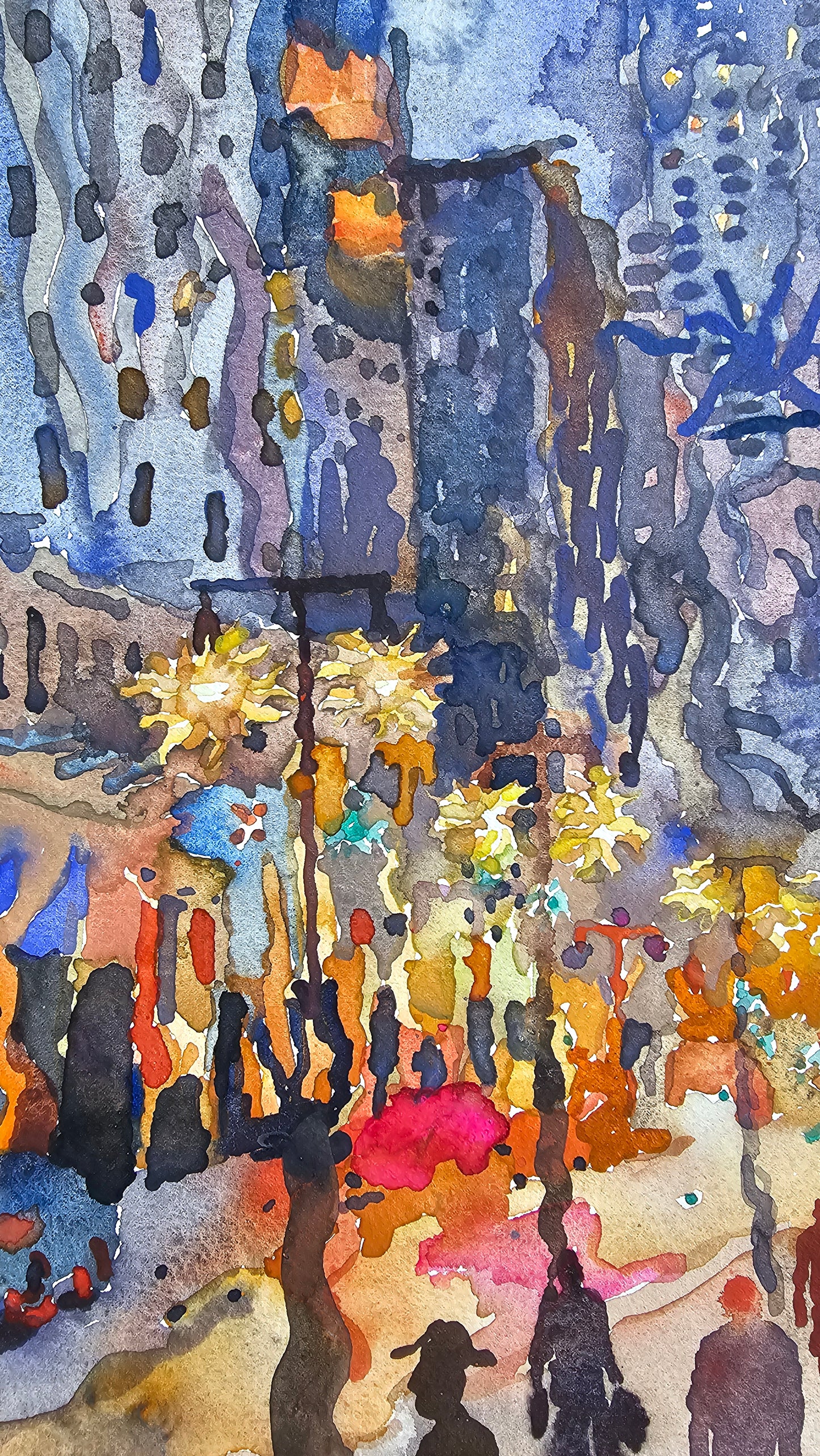 New York City Watercolor Painting by Tanbelia