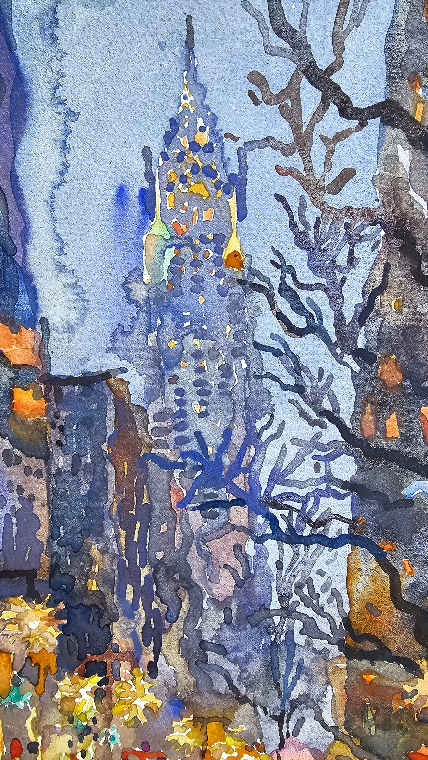 New York City Watercolor Painting by Tanbelia