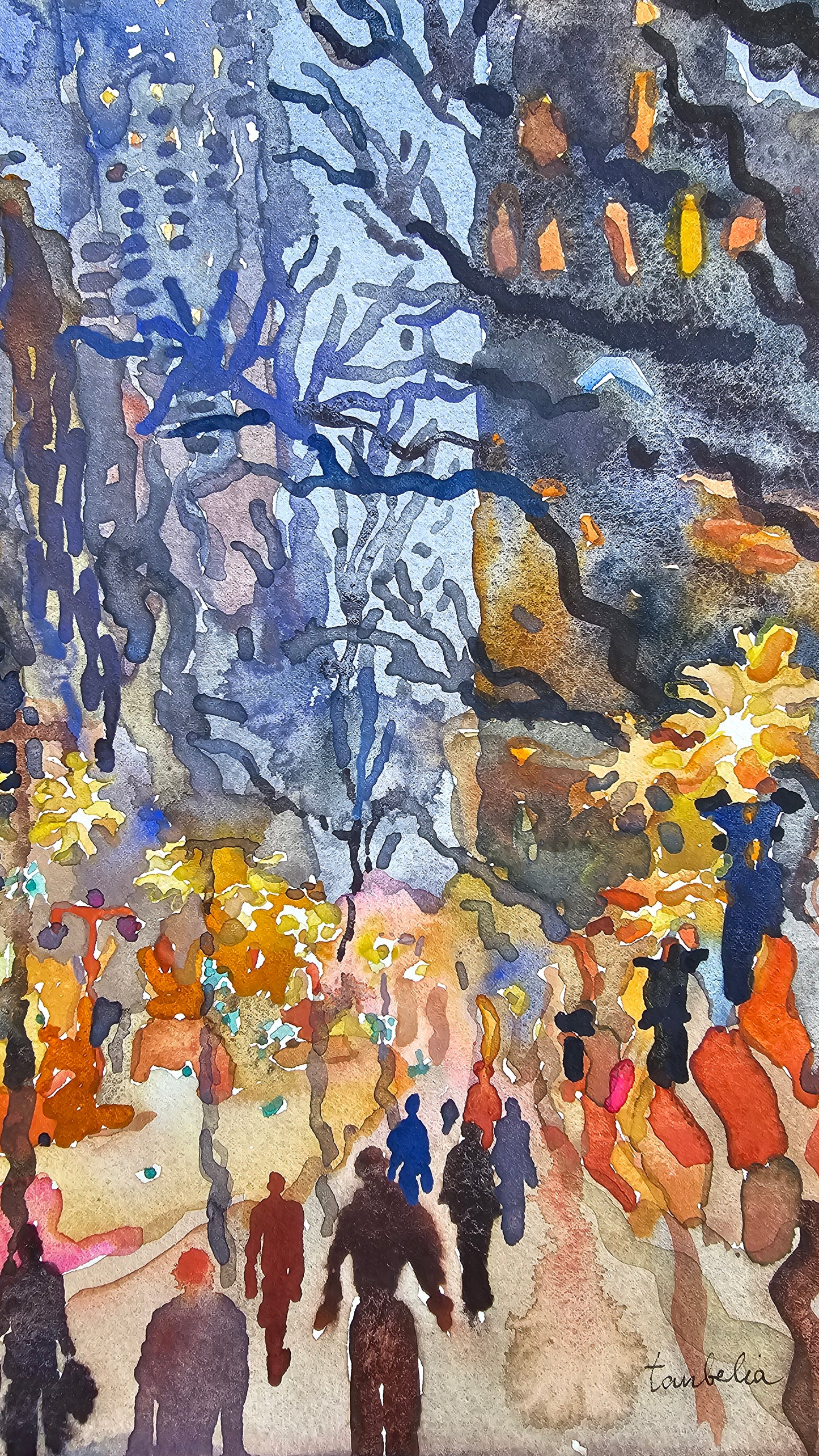 New York City Watercolor Painting by Tanbelia