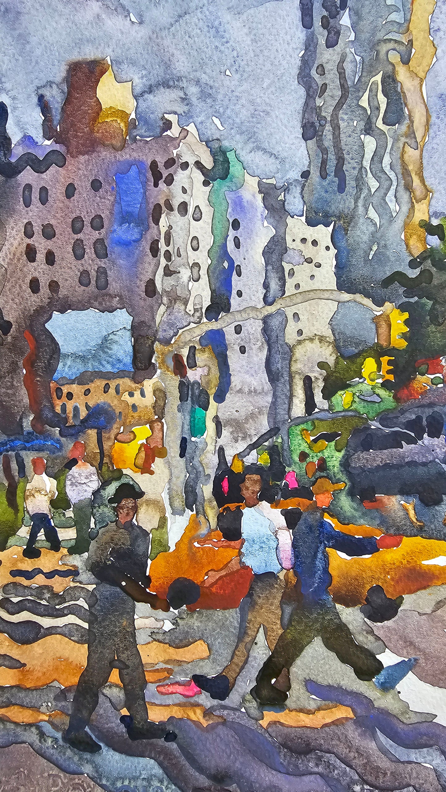 Empire State Building in Manhattan Watercolor Painting by Tanbelia