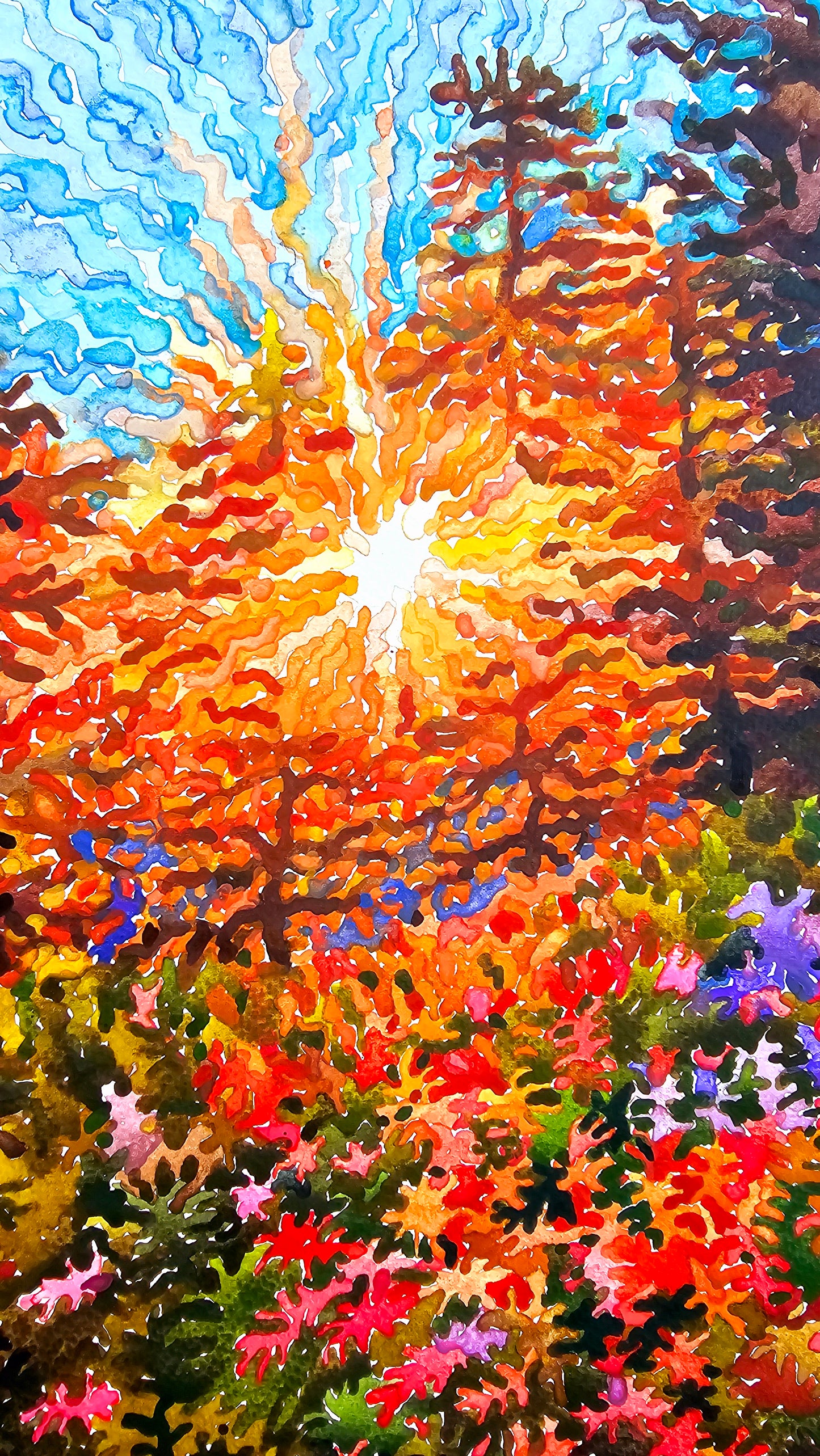 Mount Rainier National Park Watercolor Original Painting by Tanbelia