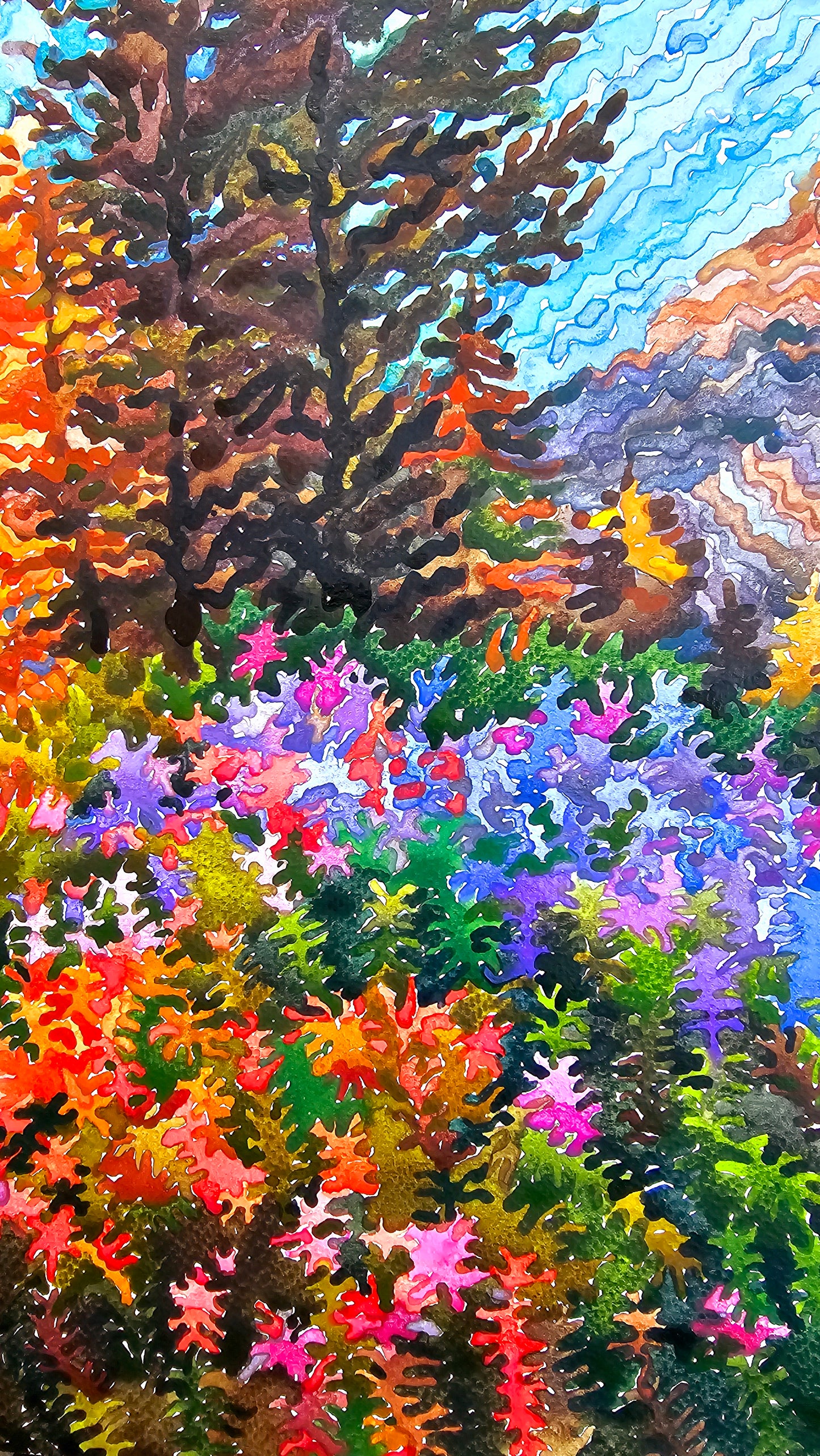 Mount Rainier National Park Watercolor Original Painting by Tanbelia