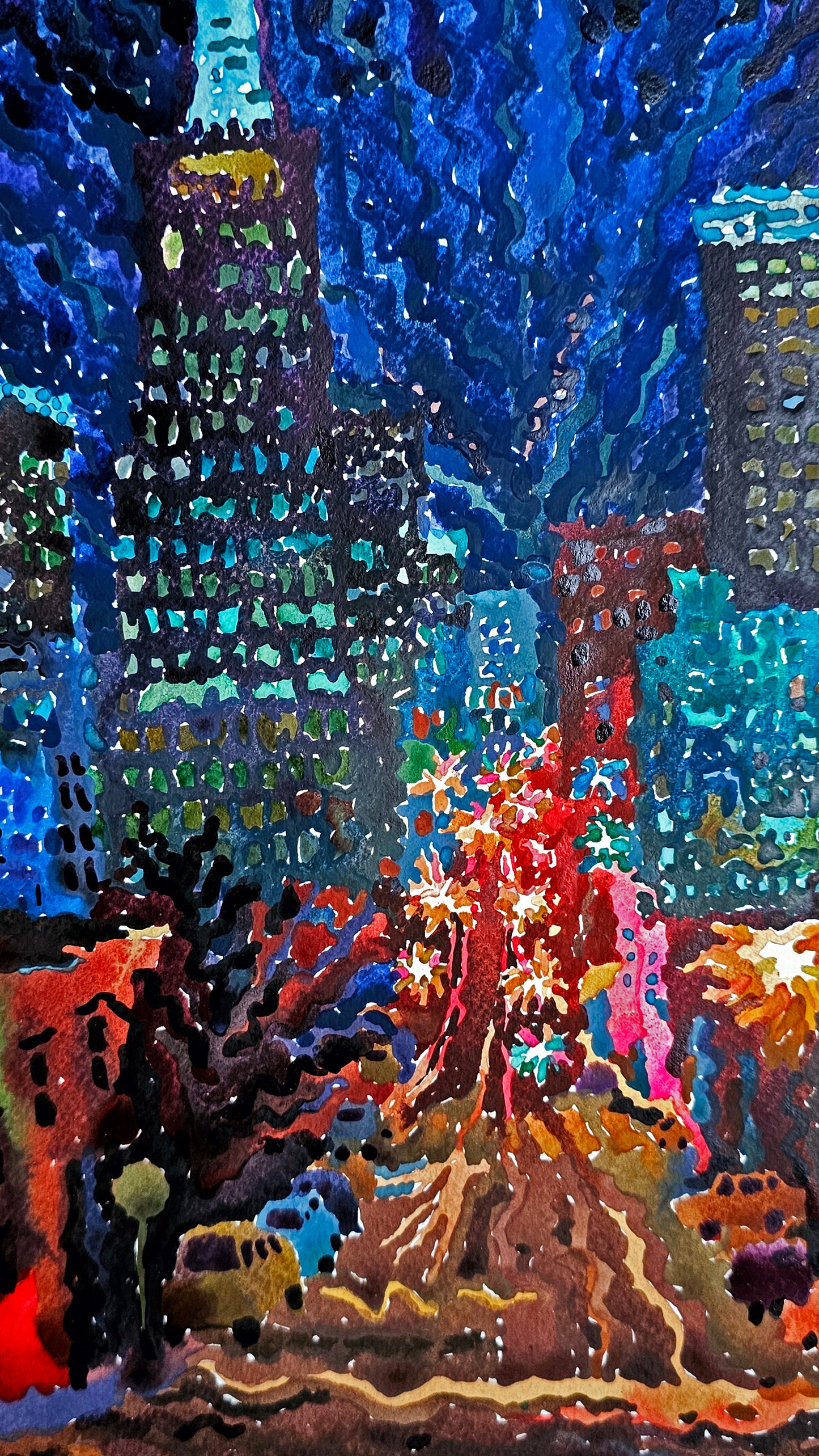 San Francisco City Watercolor Painting by Tanbelia