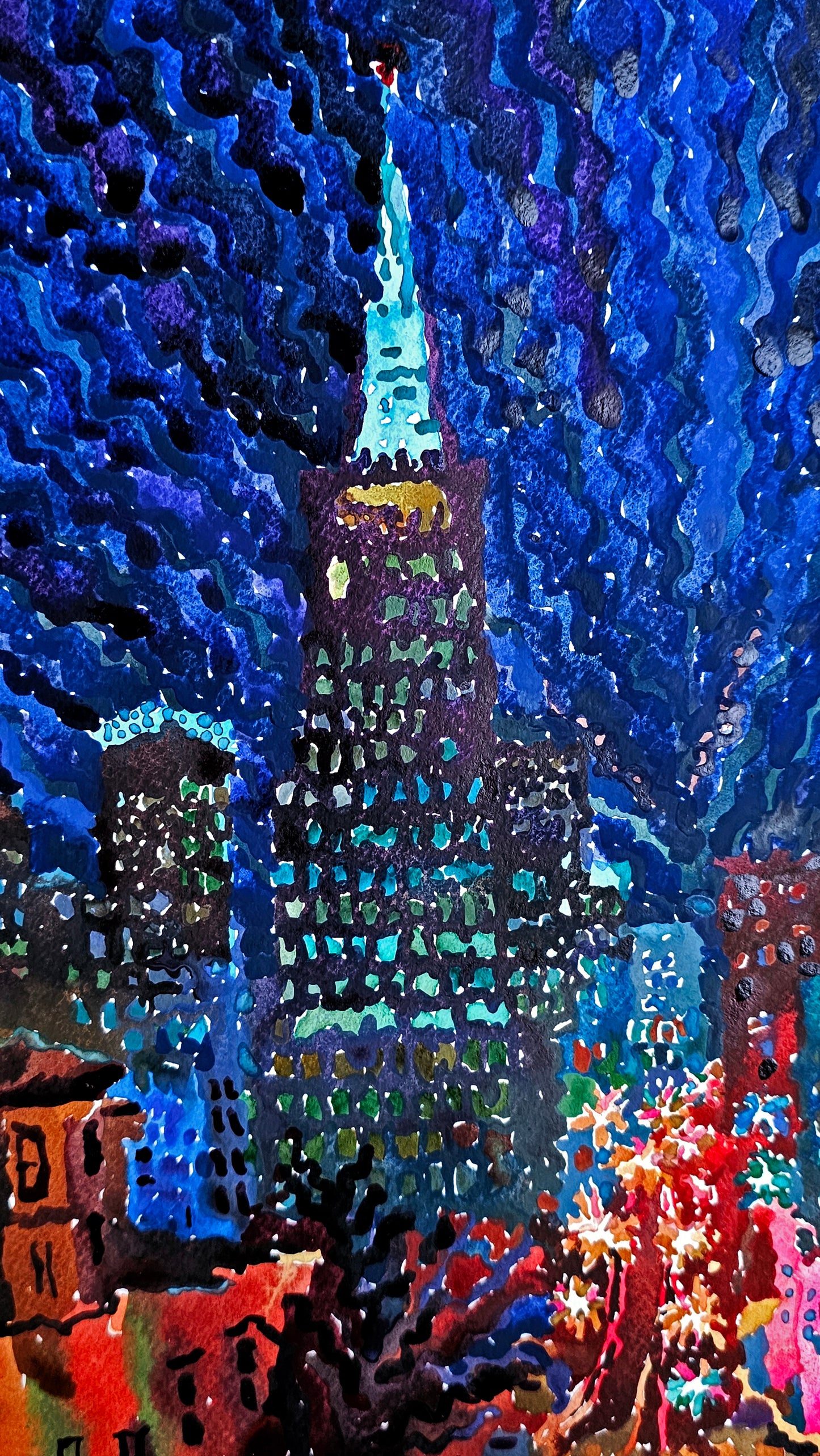 San Francisco City Watercolor Painting by Tanbelia