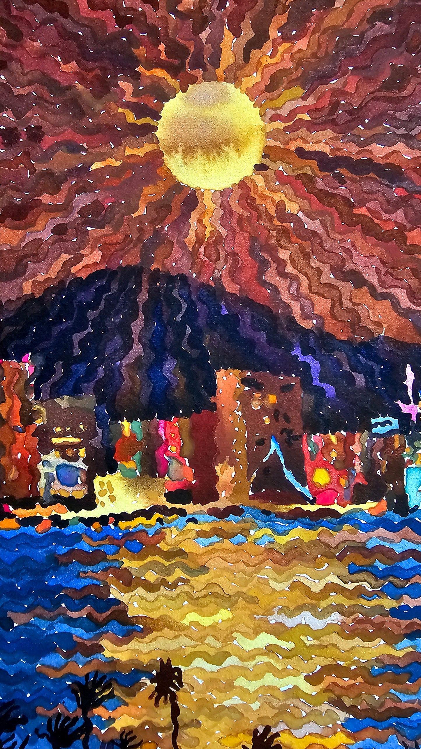 San Diego City Watercolor Painting by Tanbelia