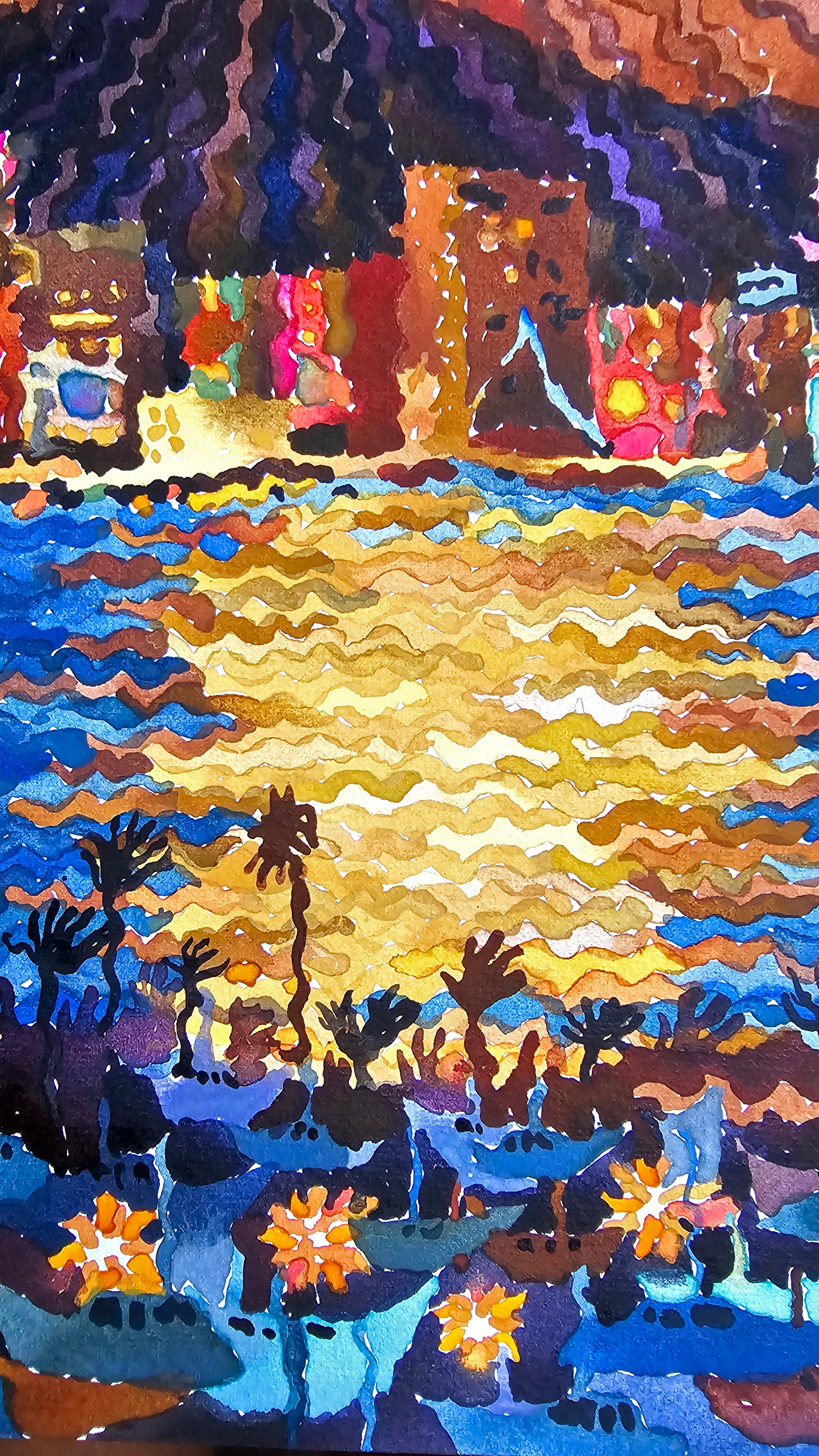 San Diego City Watercolor Painting by Tanbelia
