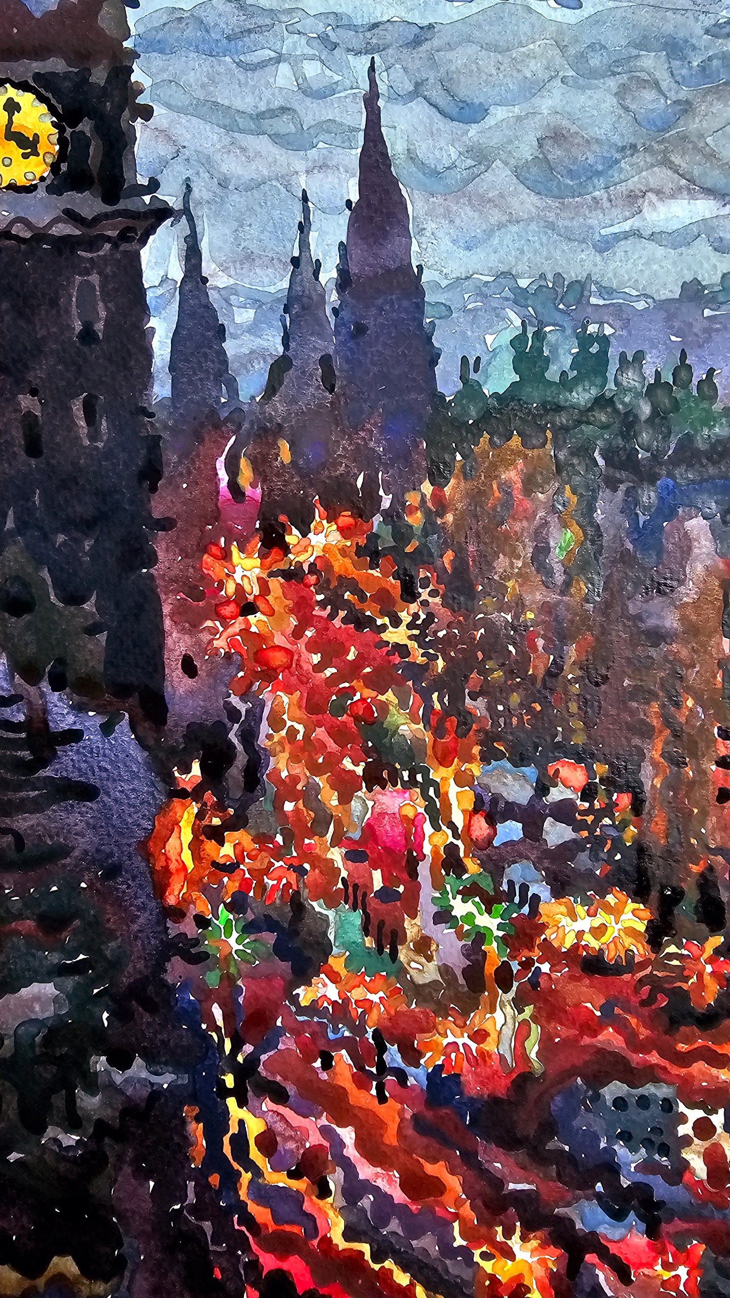 Scotland City Watercolor Painting by Tanbelia