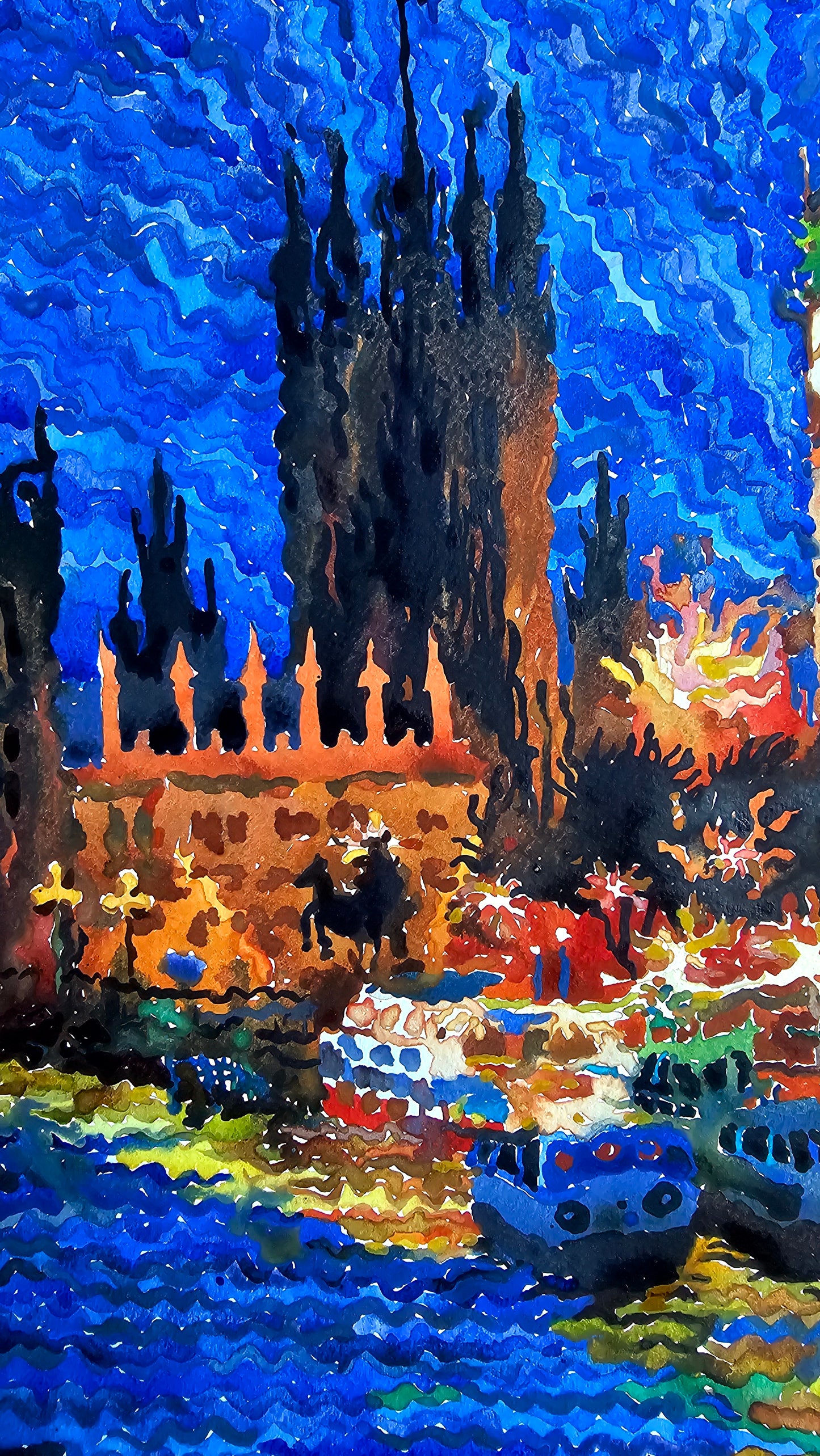 Big Ben in London City Watercolor Painting by Tanbelia