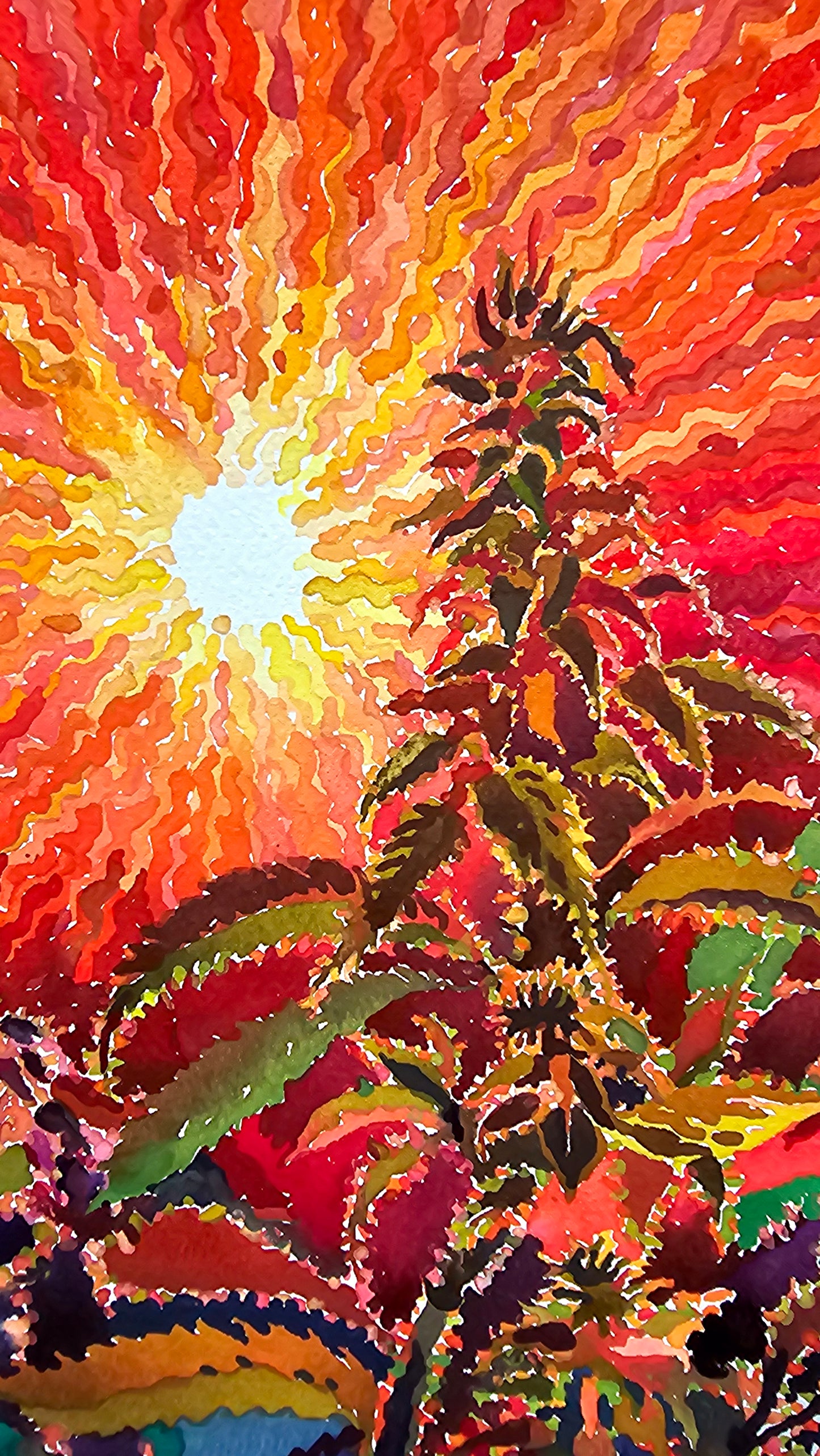 Cannabis Watercolor Painting by Tanbelia