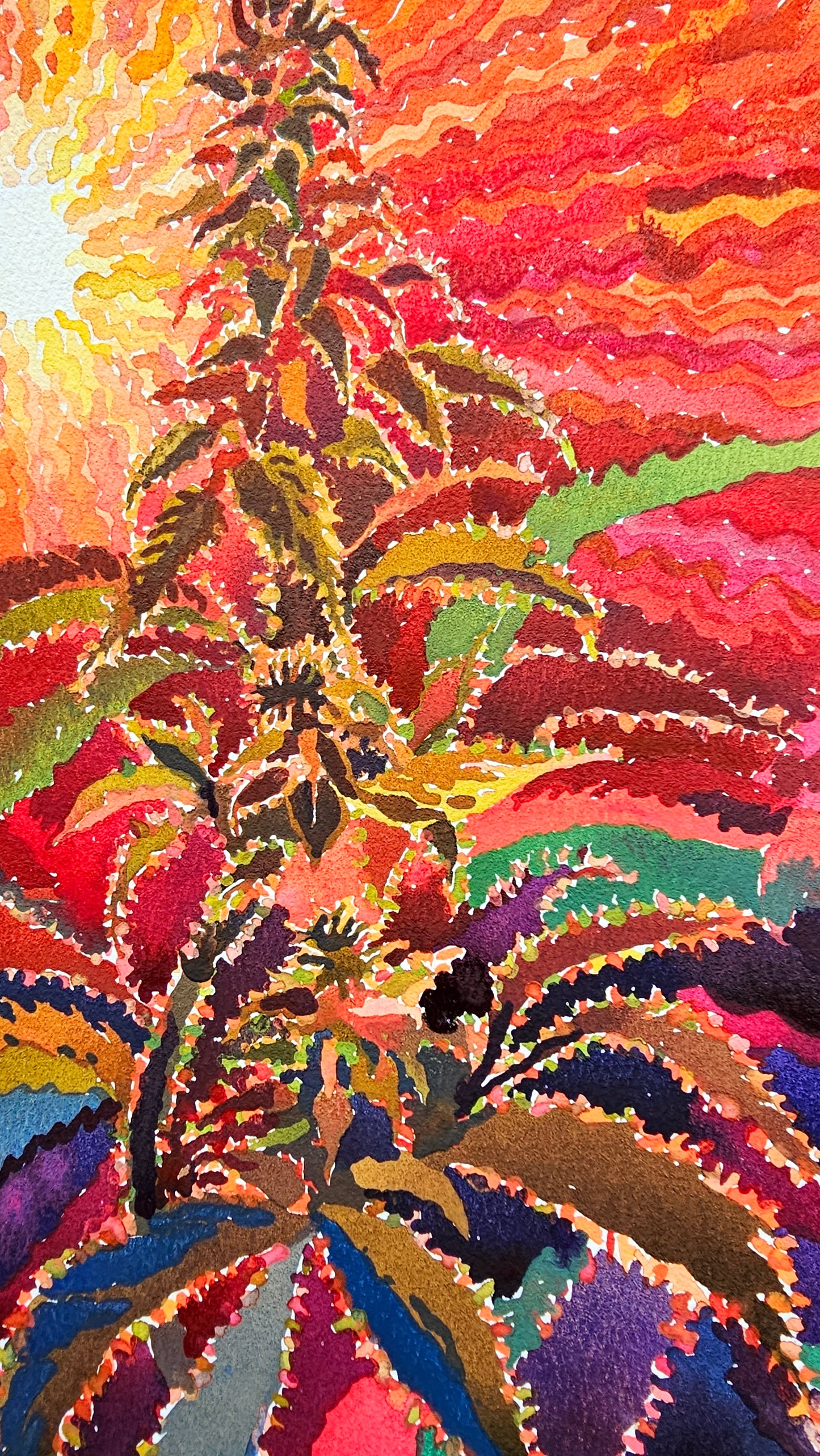Cannabis Watercolor Painting by Tanbelia