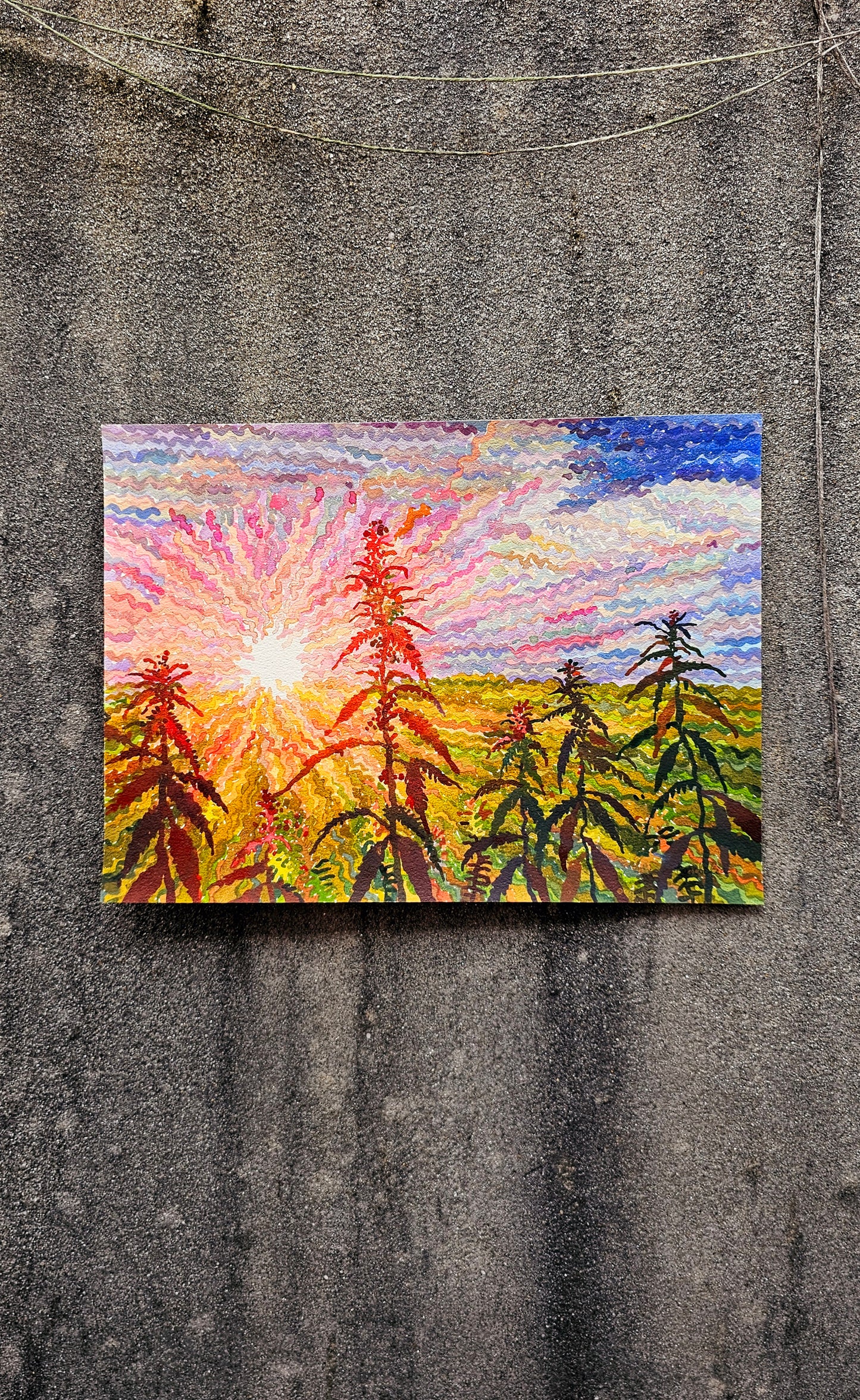 Cannabis Watercolor Painting by Tanbelia