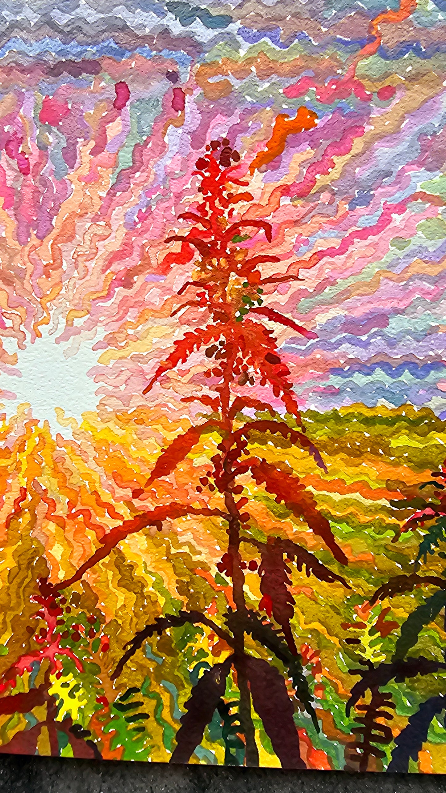 Cannabis Watercolor Painting by Tanbelia