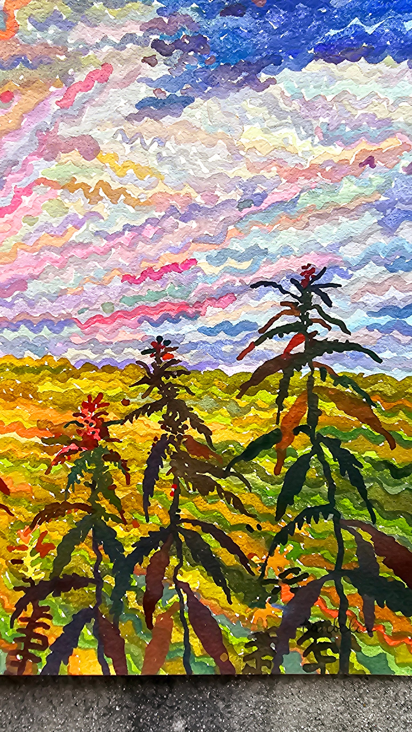 Cannabis Watercolor Painting by Tanbelia