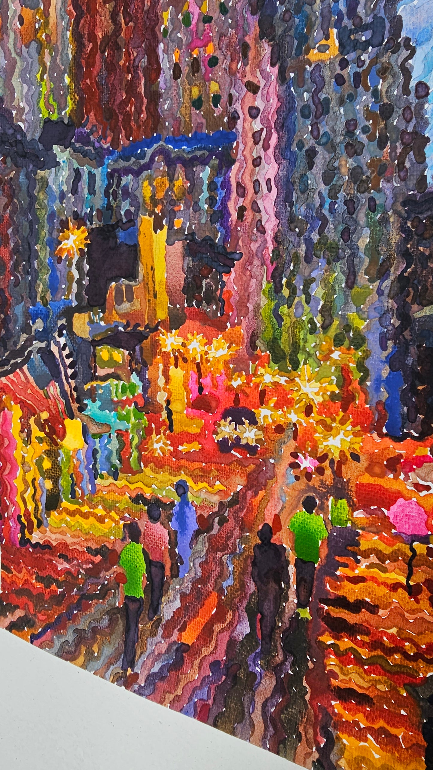 Bourbon Street in New Orleans Watercolor Painting by Tanbelia