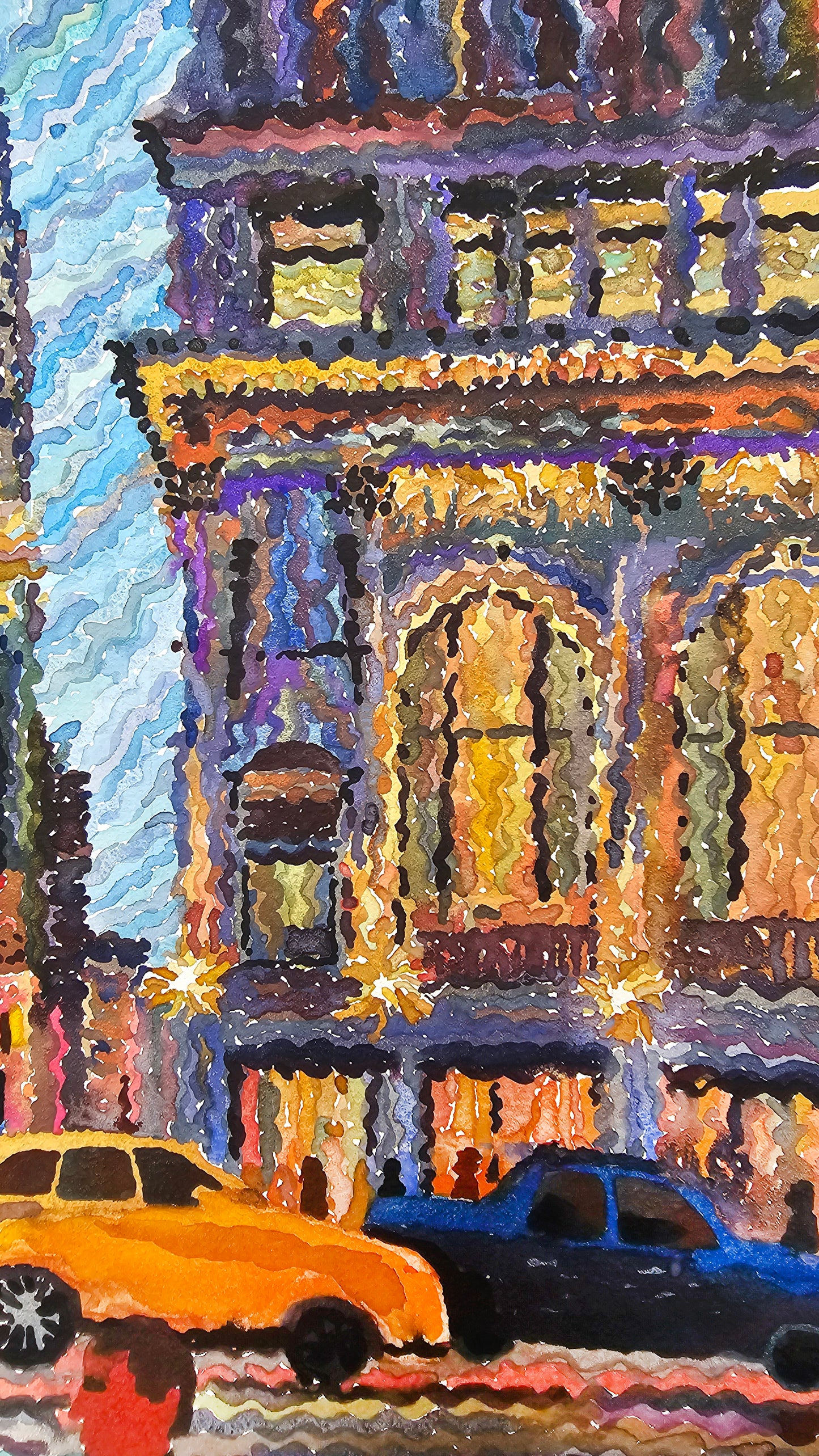 Astor Trust Building Watercolor Painting by Tanbelia