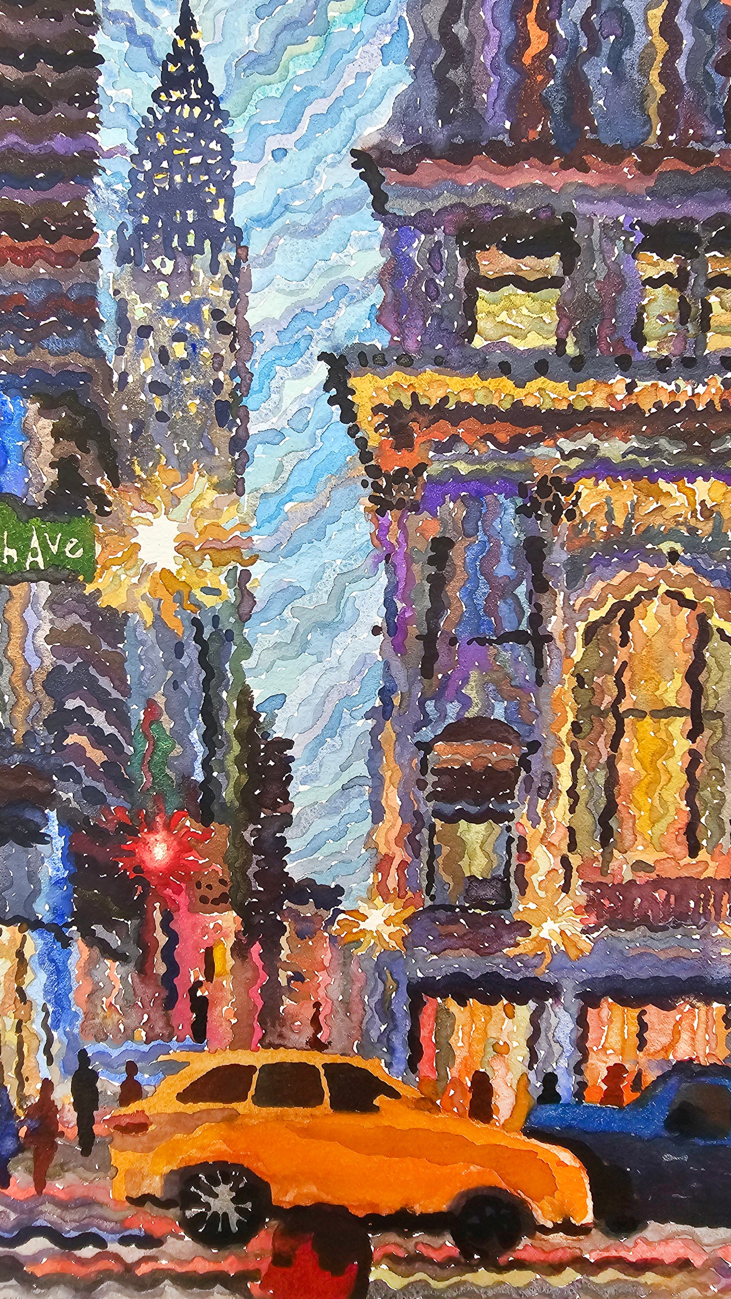 Astor Trust Building Watercolor Painting by Tanbelia