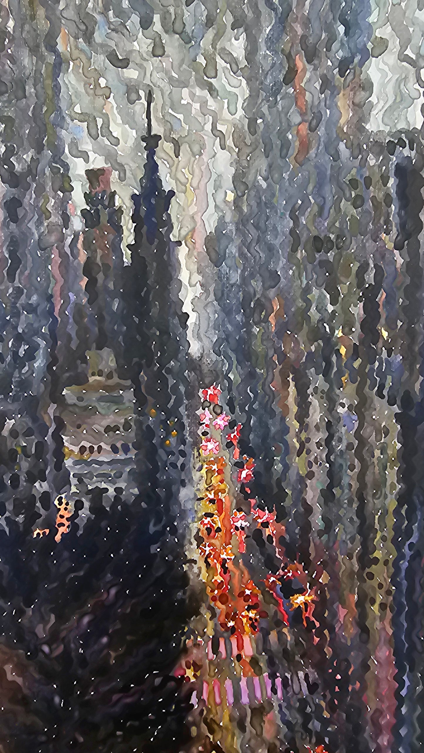 Rainy Manhattan Watercolor Painting by Tanbelia