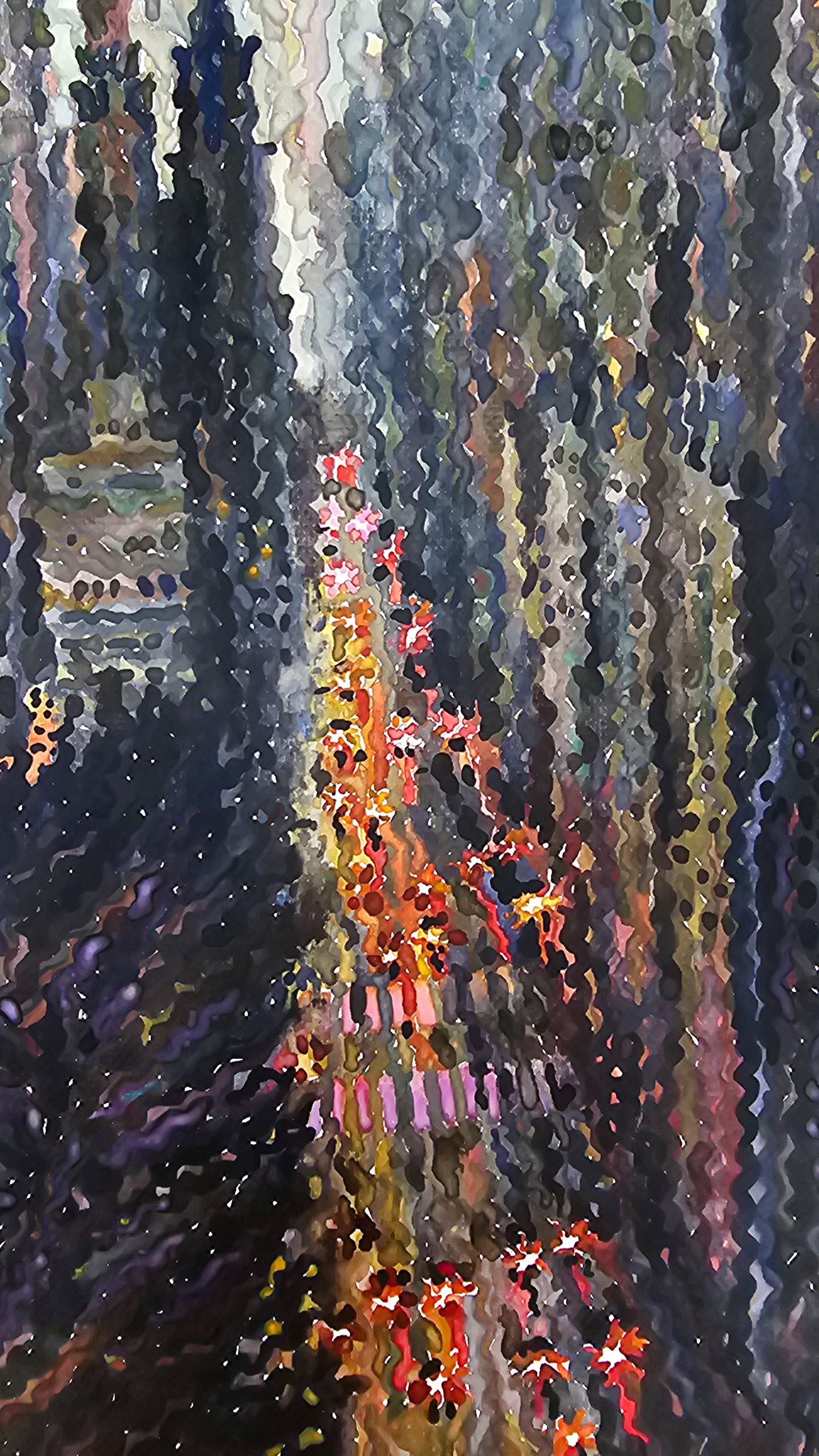 Rainy Manhattan Watercolor Painting by Tanbelia