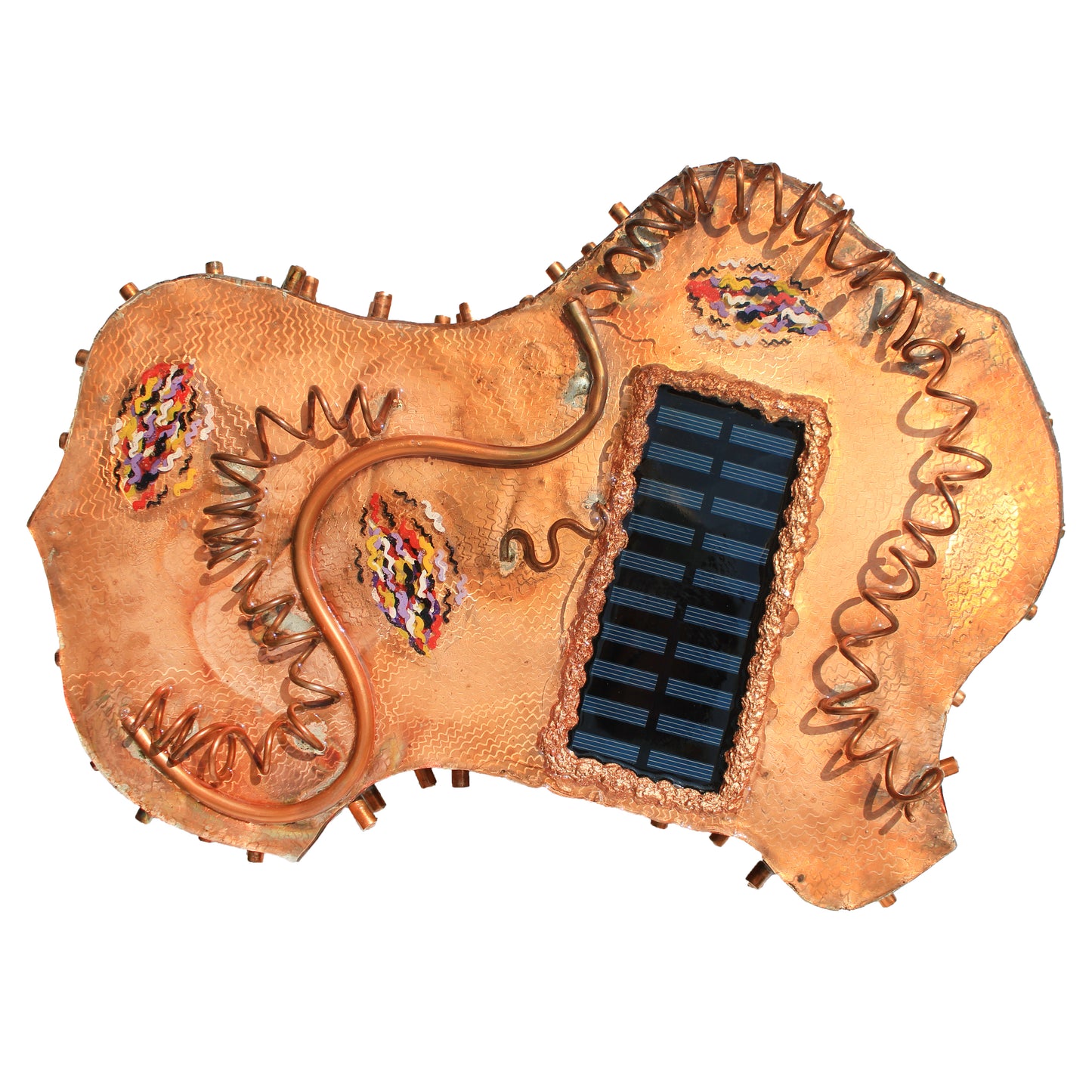 The green way 2/4 - Abstract Copper Sculpture with Solar Charger by Tanbelia