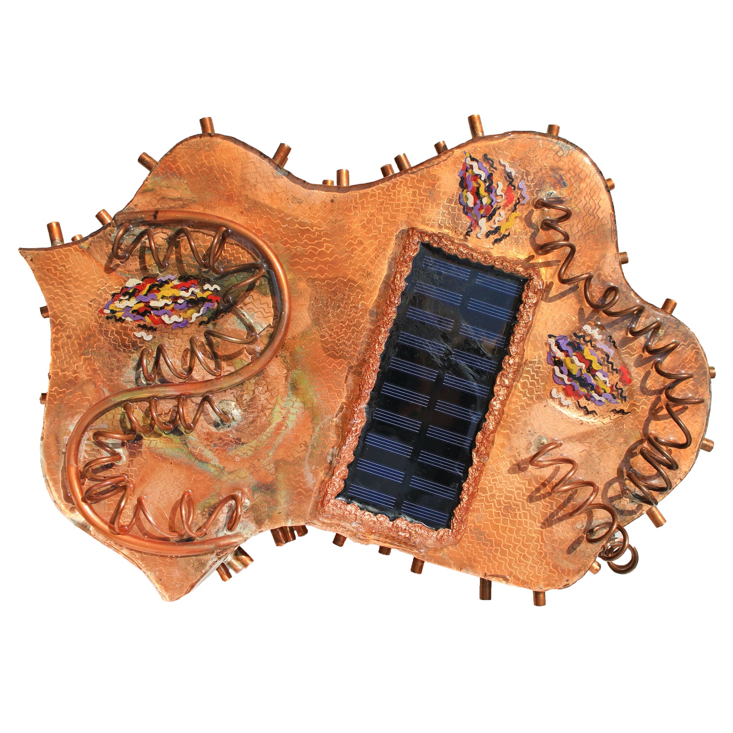 The green way 4/4 - Abstract Copper Sculpture with Solar Charger by Tanbelia
