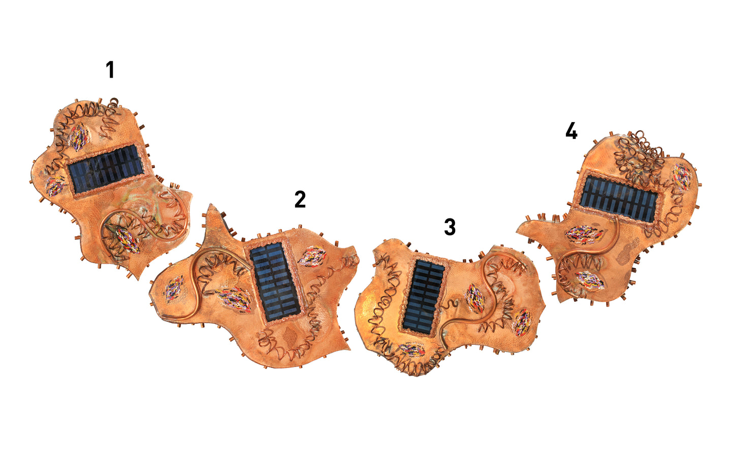 The green way 2/4 - Abstract Copper Sculpture with Solar Charger by Tanbelia