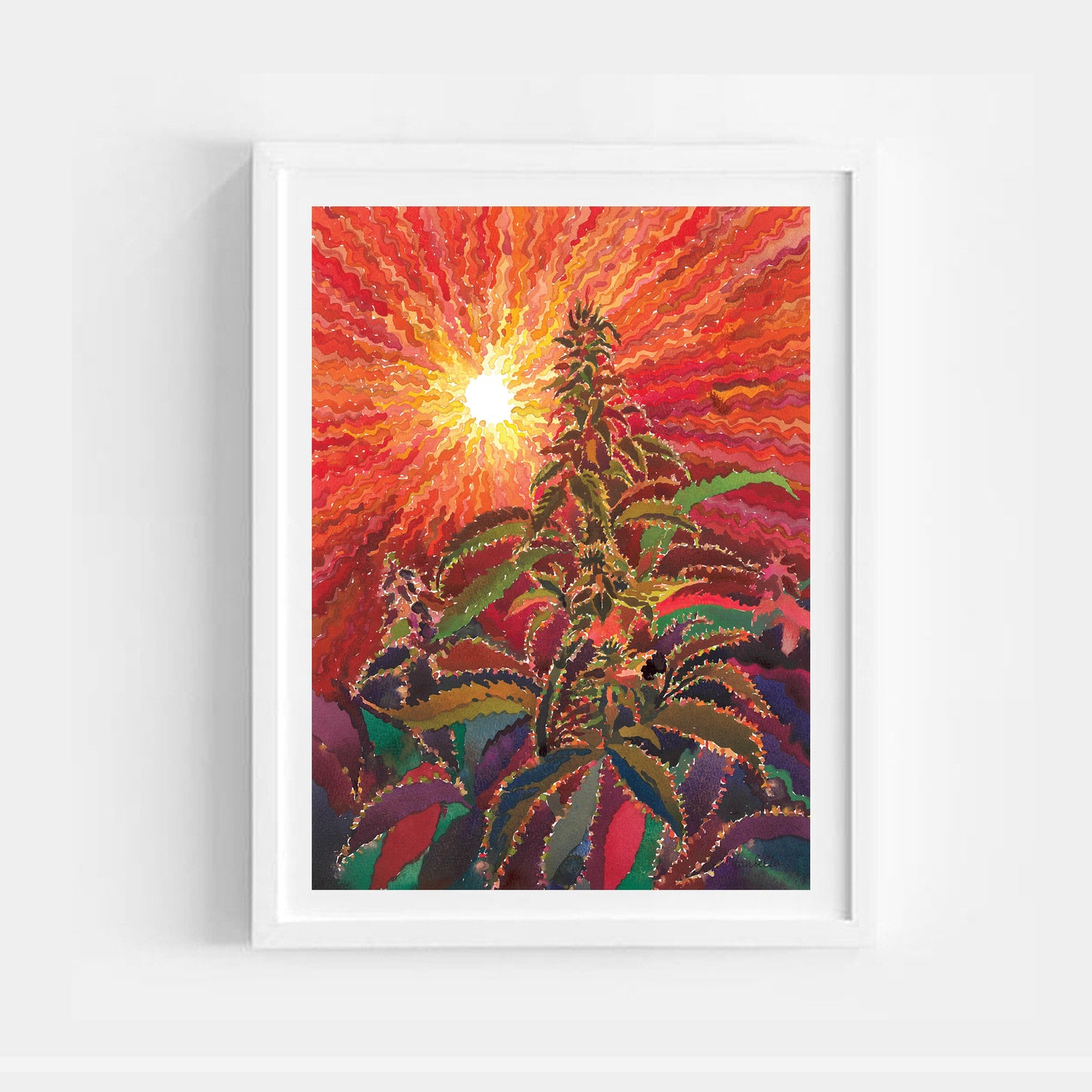 Cannabis Watercolor Painting by Tanbelia