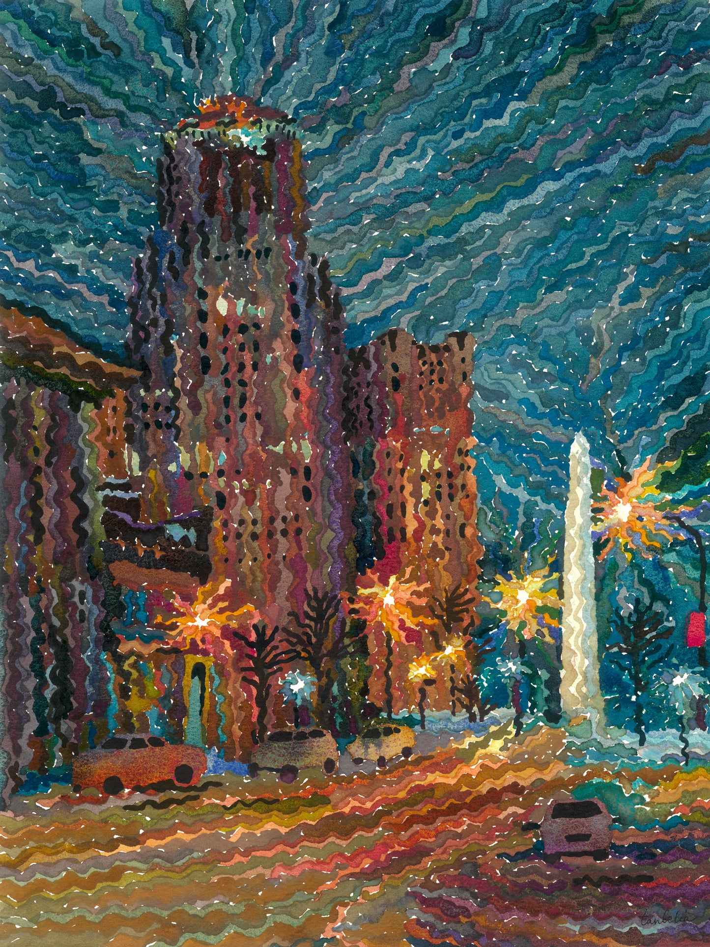 Buffalo City Hall Watercolor Painting by Tanbelia