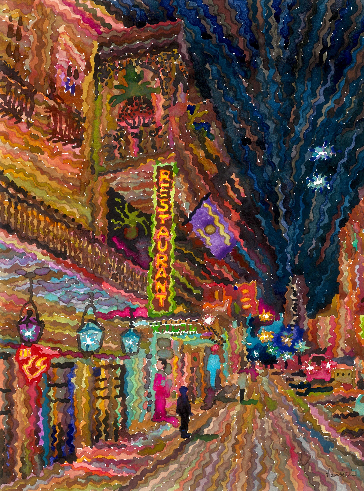 New Orleans Watercolor Painting by Tanbelia