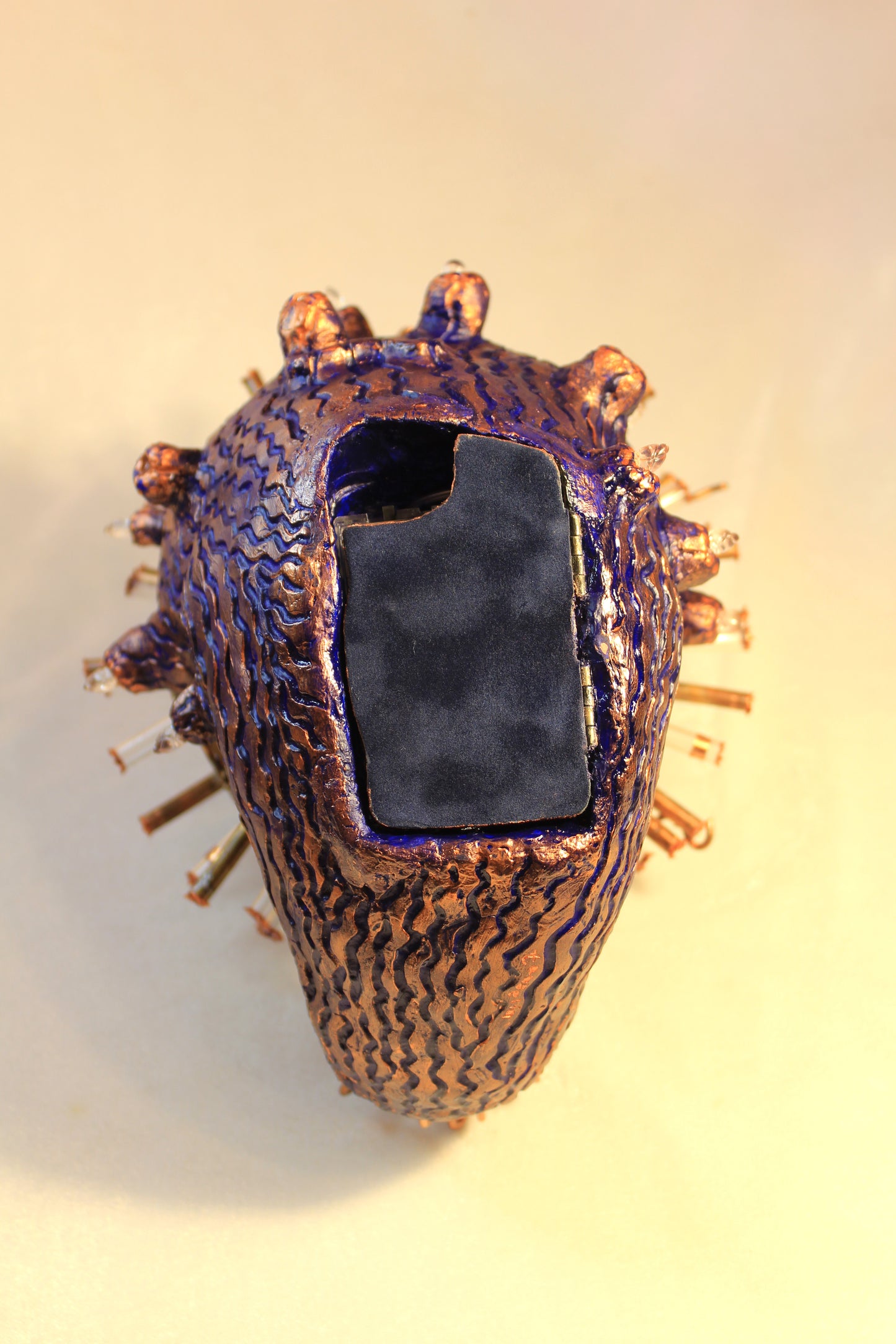 Sunflower Copper Sculpture with Light by Tanbelia