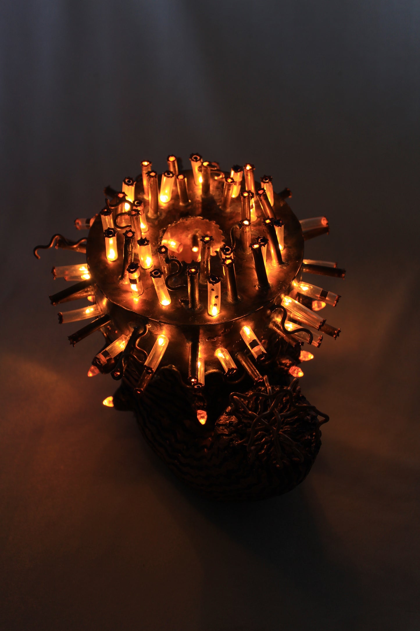 Sunflower Copper Sculpture with Light by Tanbelia