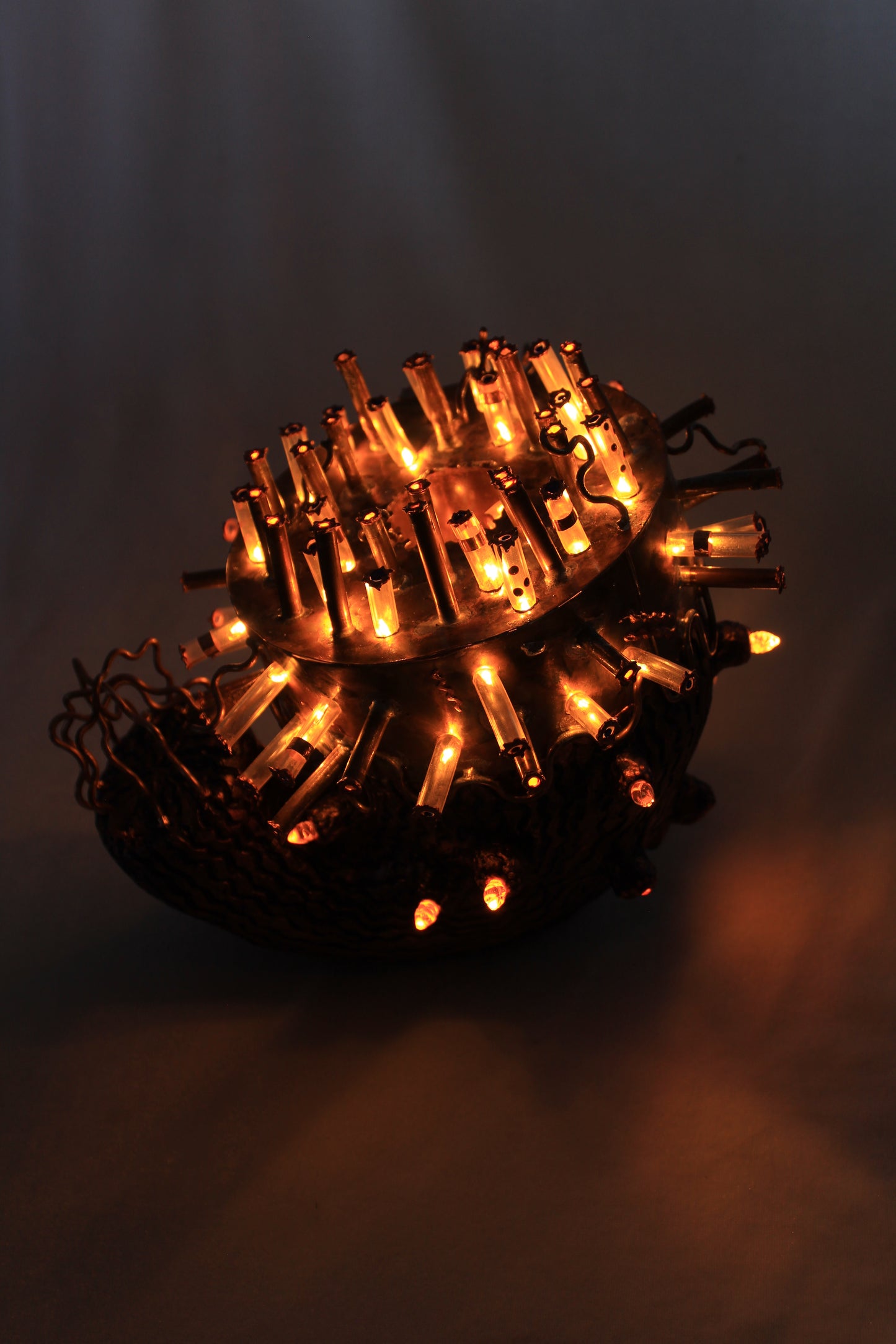 Sunflower Copper Sculpture with Light by Tanbelia