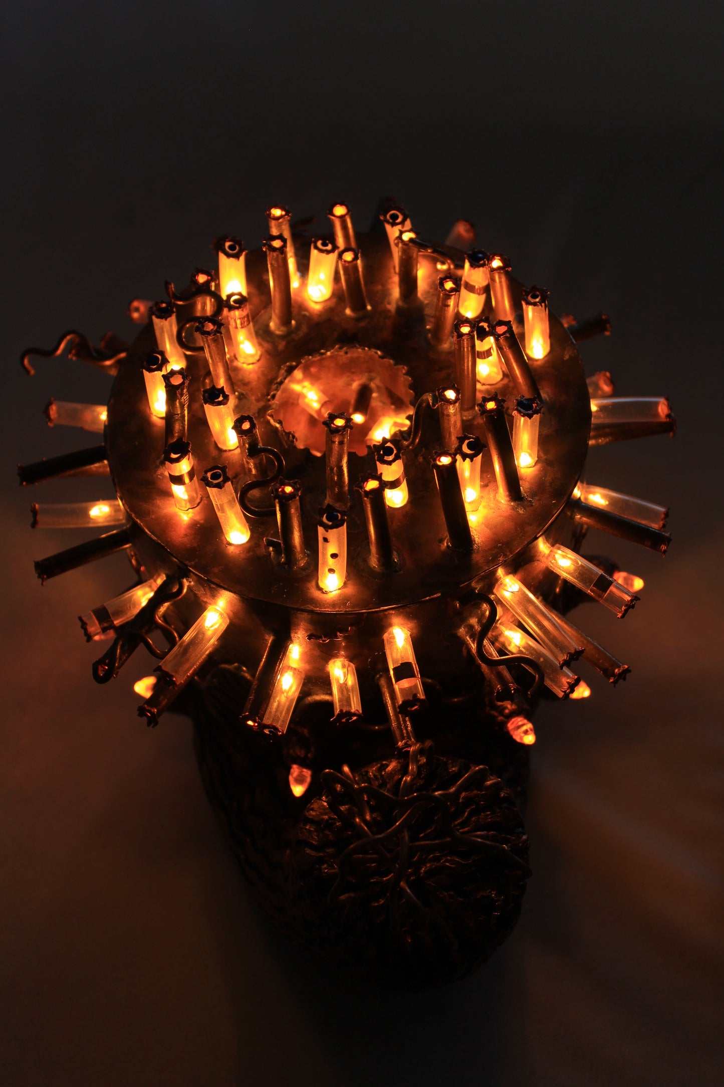 Sunflower Copper Sculpture with Light by Tanbelia