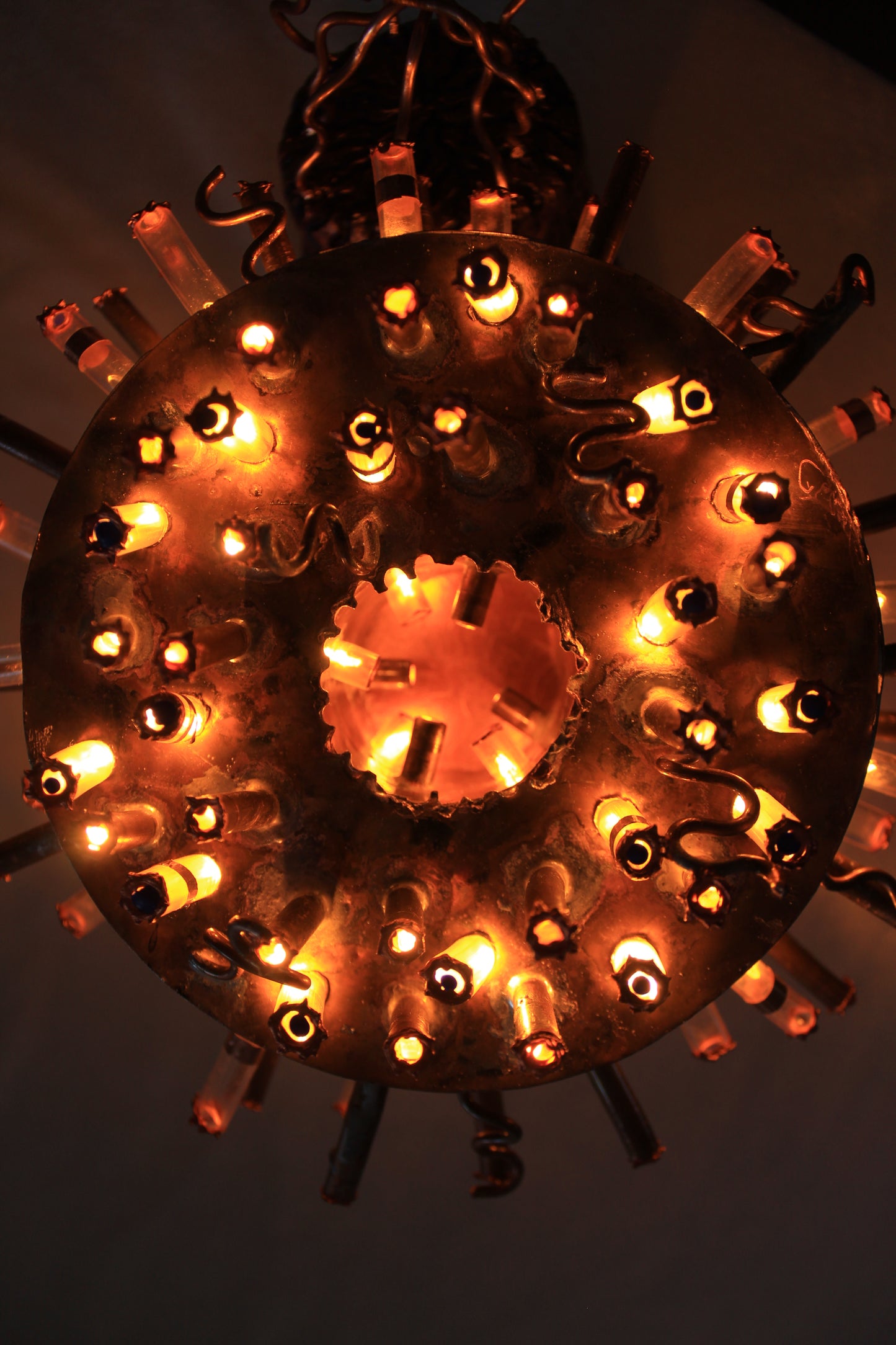 Sunflower Copper Sculpture with Light by Tanbelia