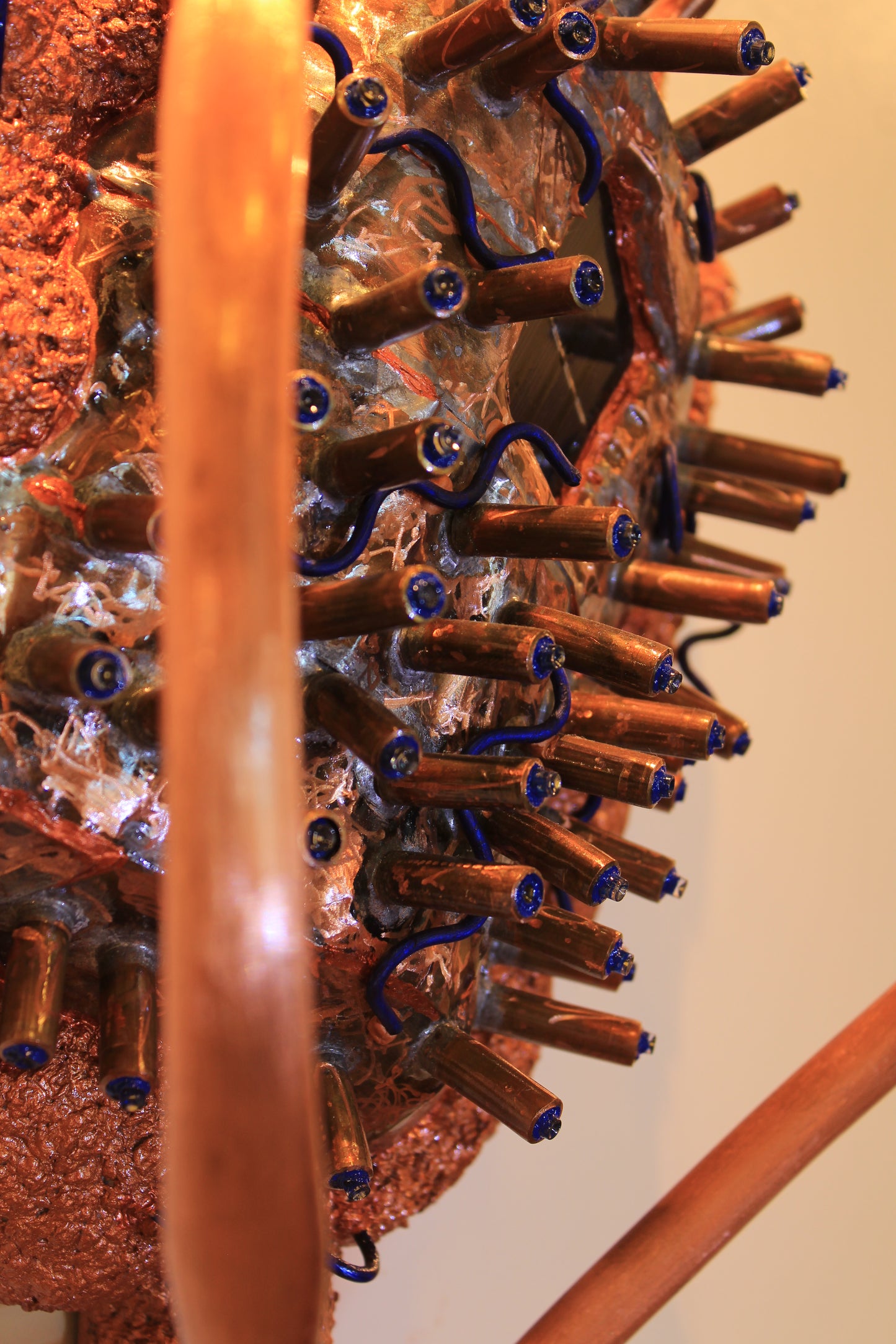 Sunny Dandelion - Copper Wall Sculpture with Solar Battery Light by Tanbelia