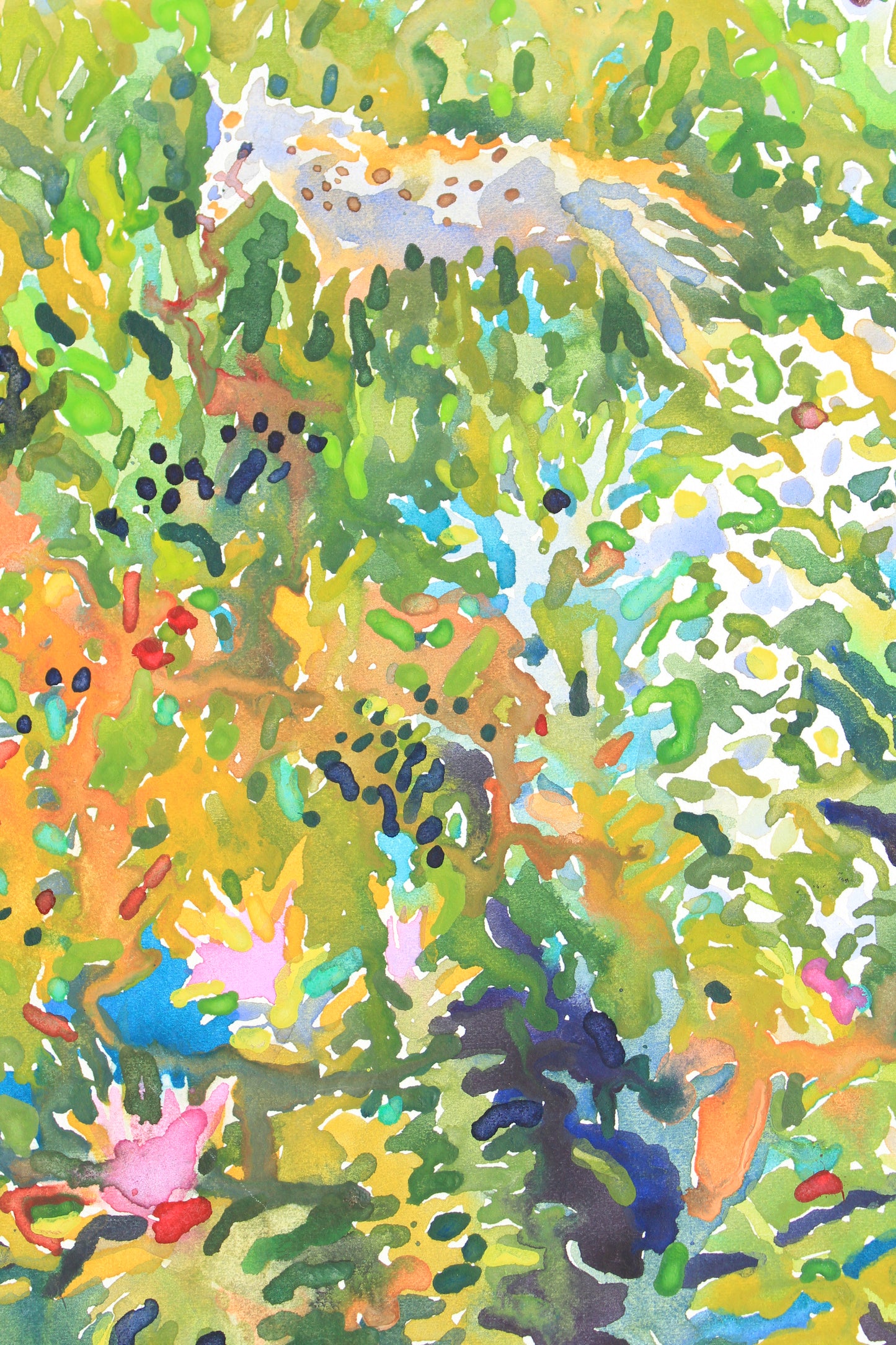 White Horse Watercolor Original Painting by Tanbelia