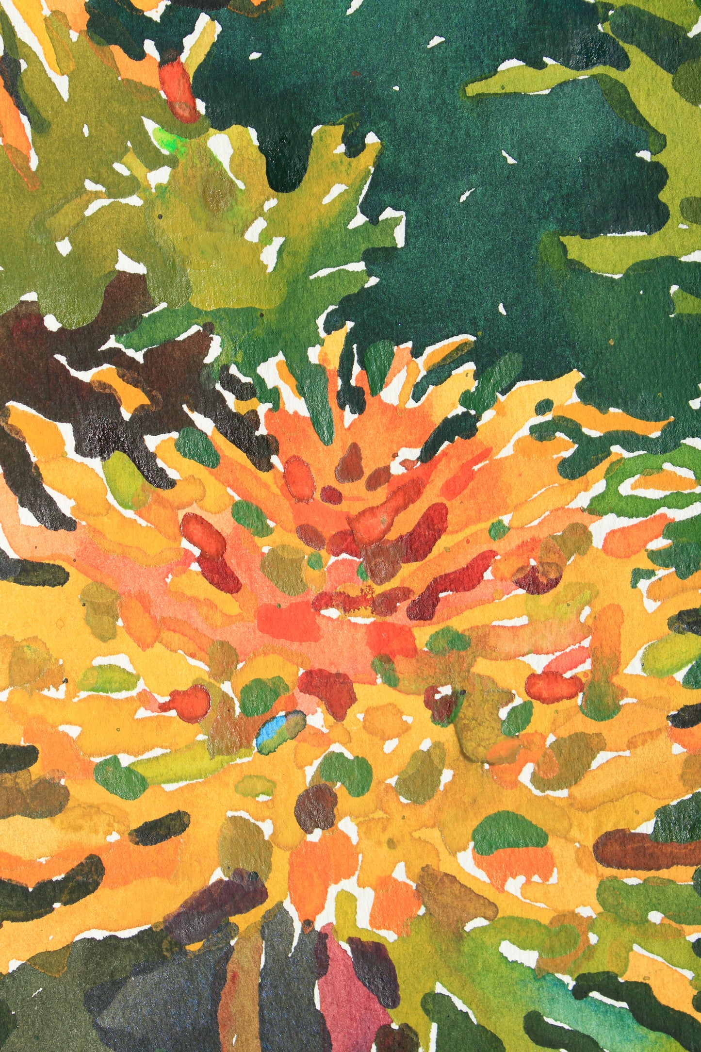 Dahlias Watercolor Original Painting by Tanbelia