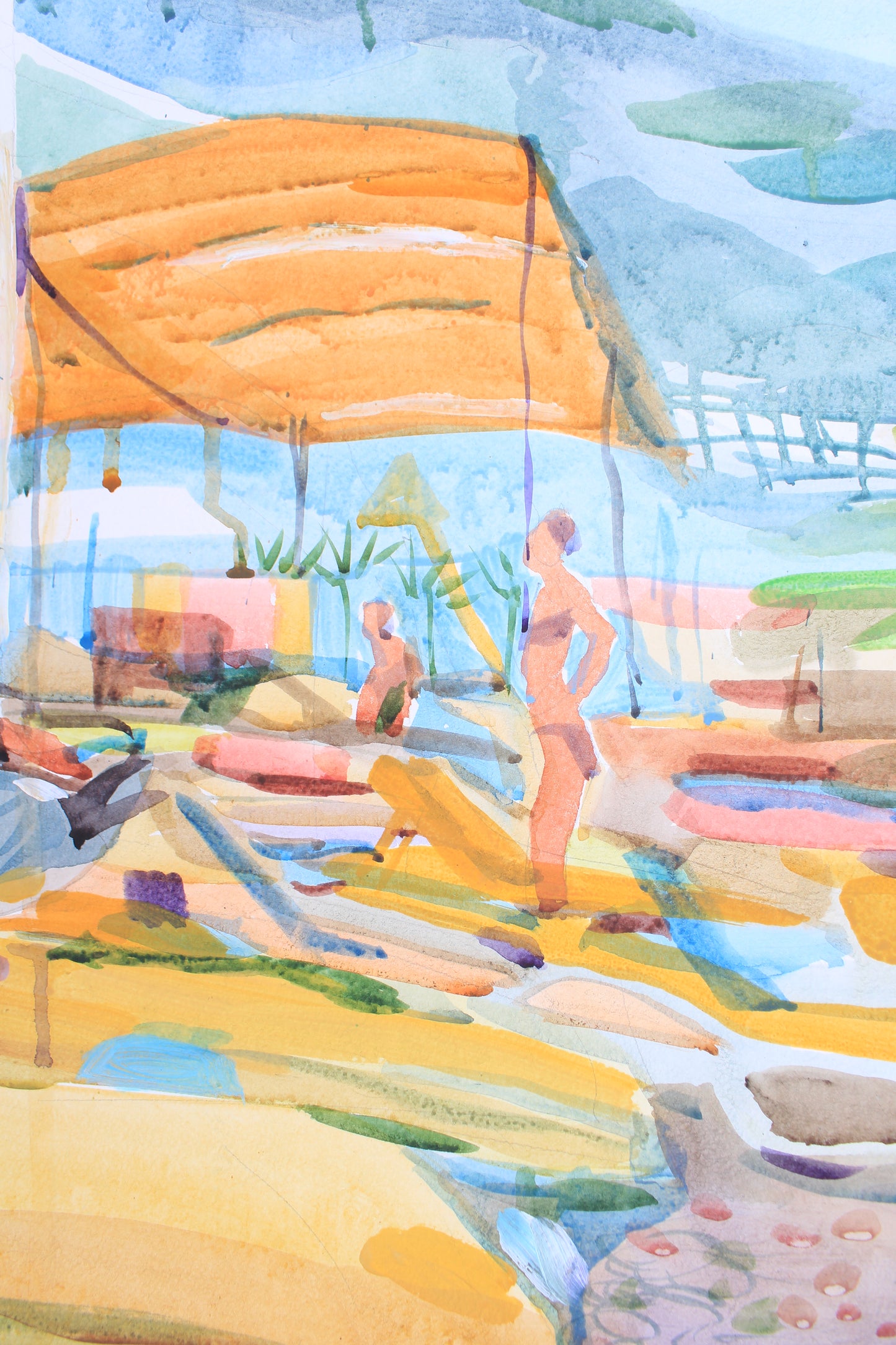 Seagull on the Beach Watercolor Painting by Tanbelia