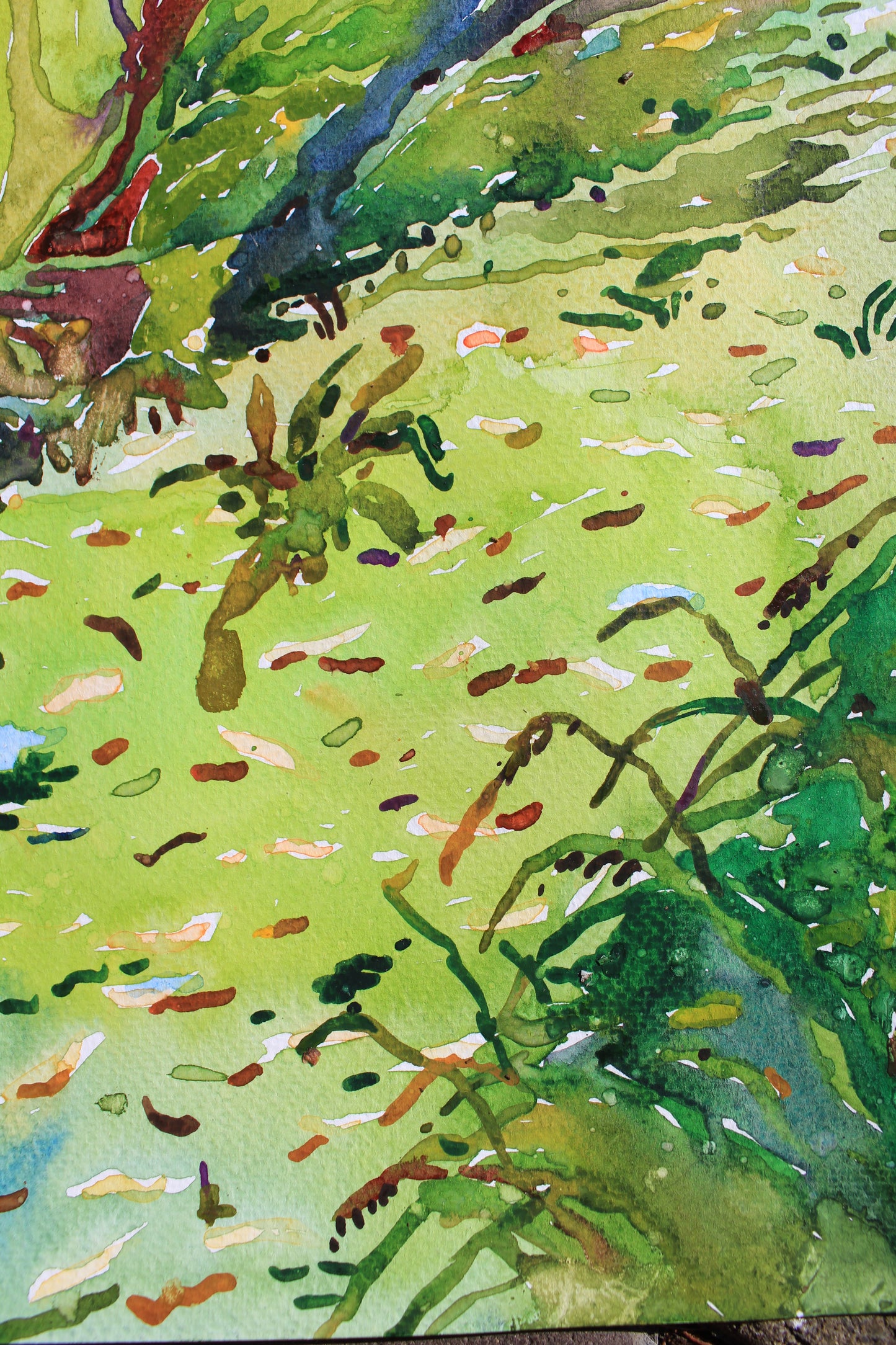 Green River Watercolor Original Painting by Tanbelia
