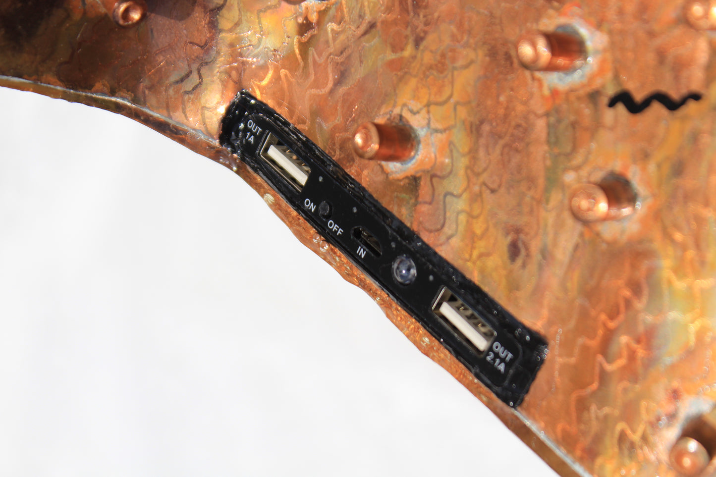 The green way 2/4 - Abstract Copper Sculpture with Solar Charger by Tanbelia