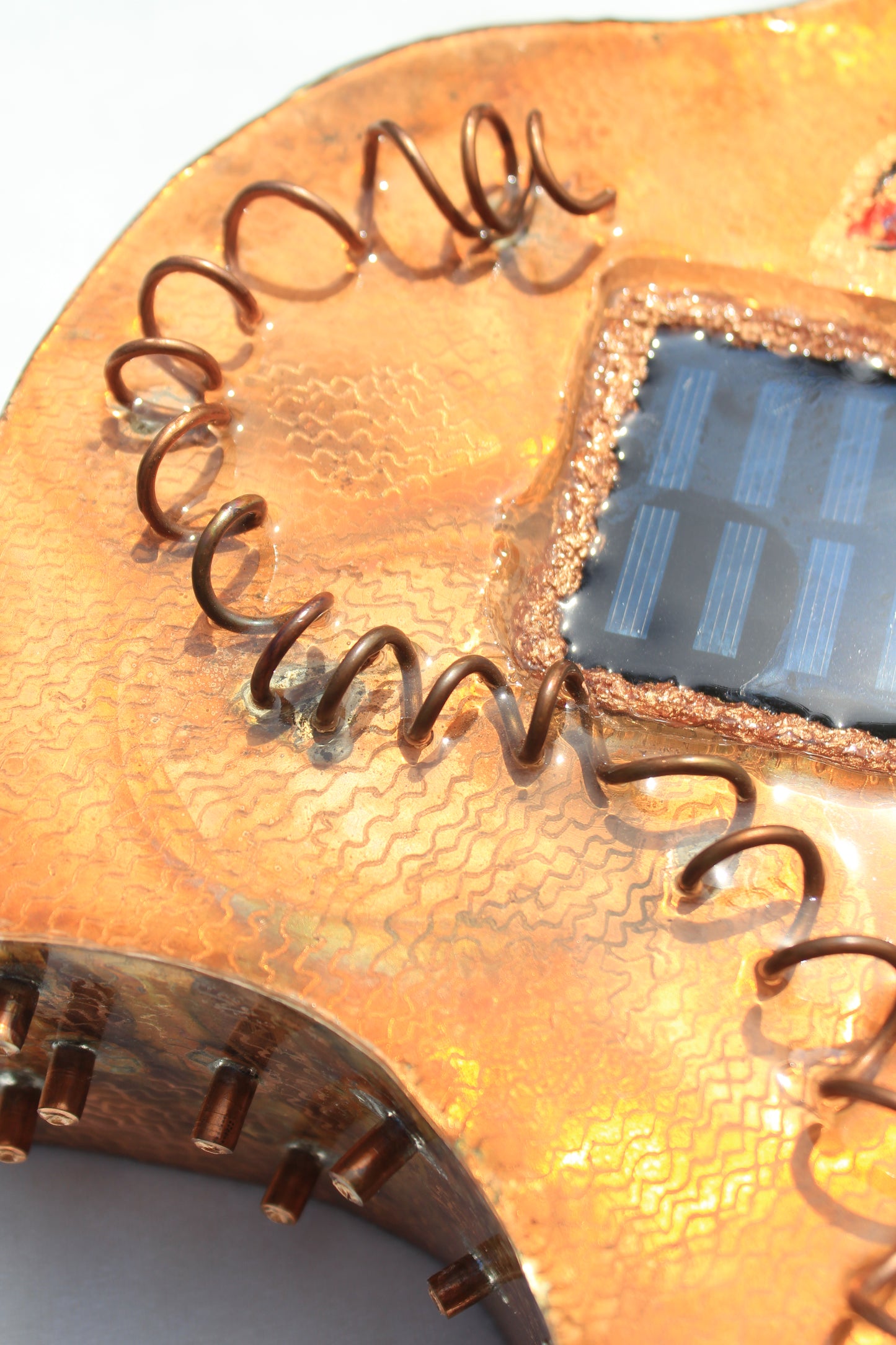 The green way 2/4 - Abstract Copper Sculpture with Solar Charger by Tanbelia