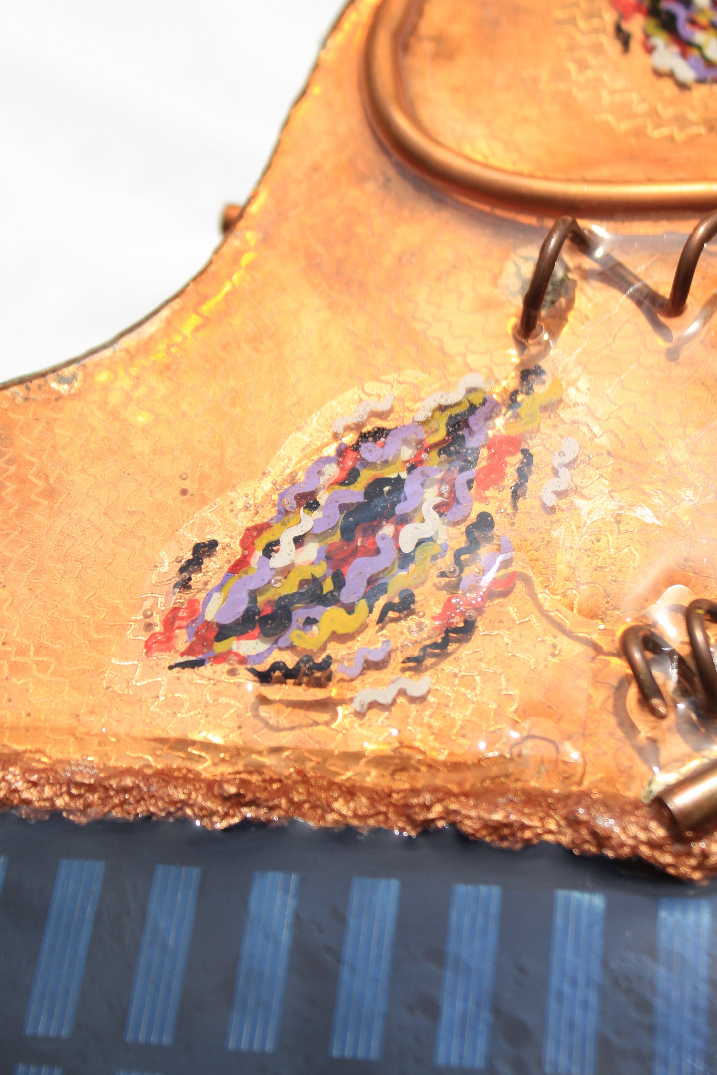 The green way 2/4 - Abstract Copper Sculpture with Solar Charger by Tanbelia