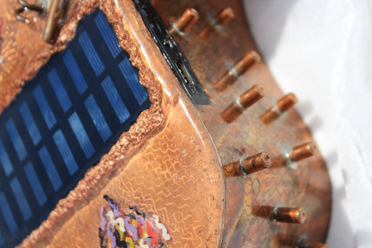 The green way 2/4 - Abstract Copper Sculpture with Solar Charger by Tanbelia