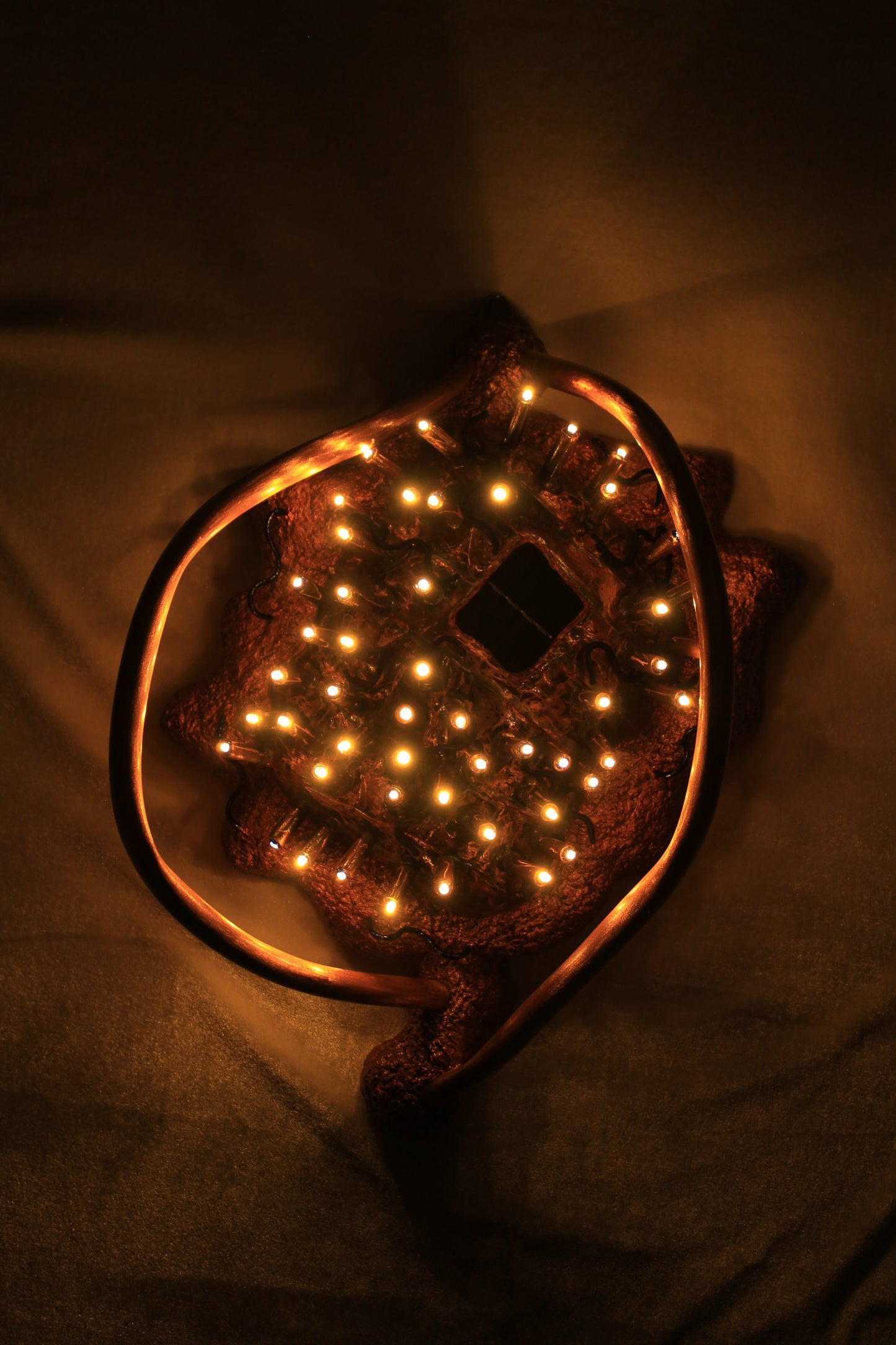 Sunny Dandelion - Copper Wall Sculpture with Solar Battery Light by Tanbelia