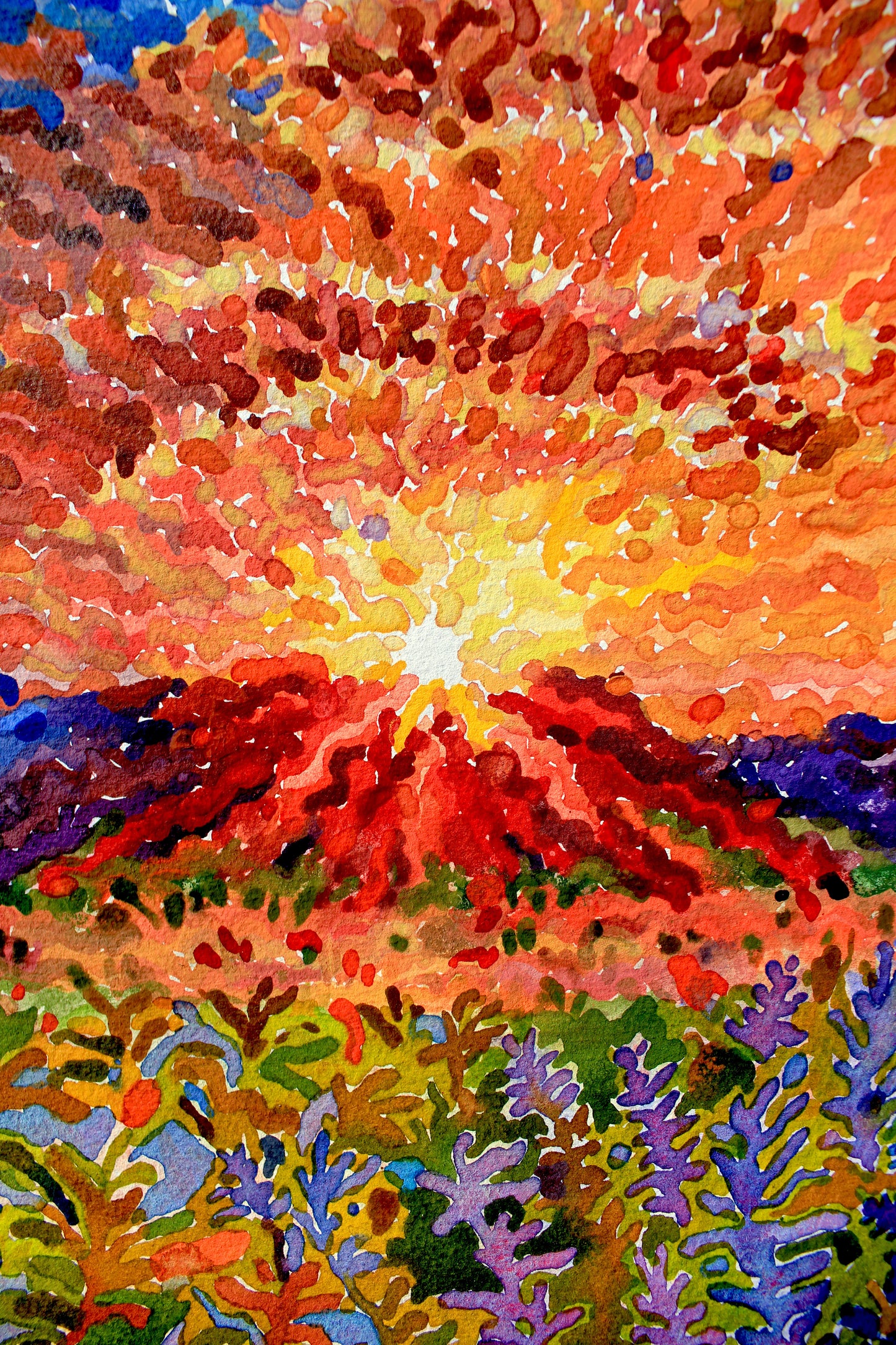 Yellowstone National Park Watercolor Original Painting by Tanbelia